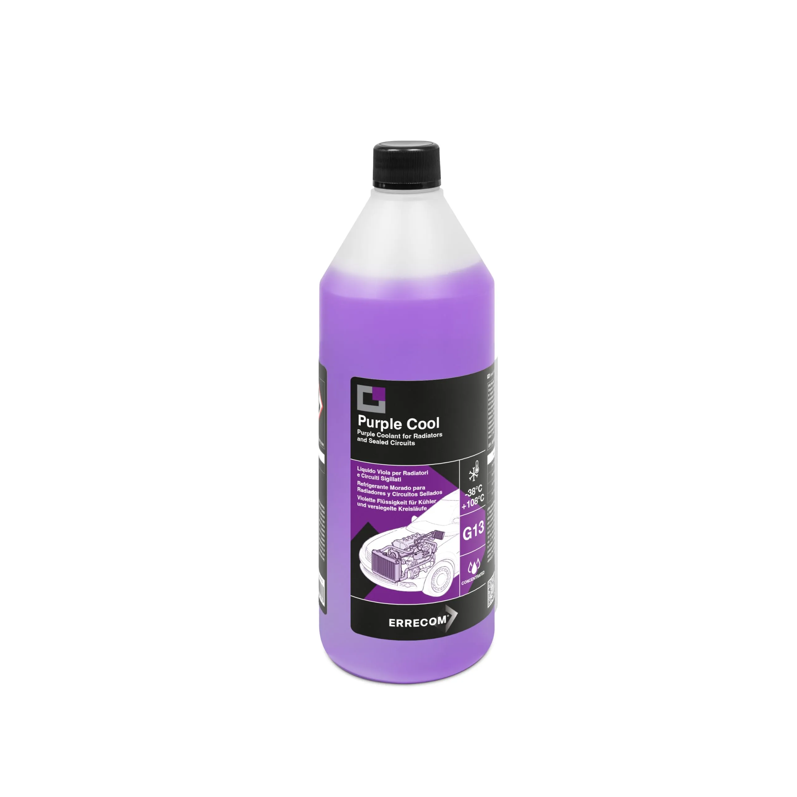 ERRECOM Purple Cool, Liquido Radiatore Viola Concentrato, antigelo G13 con Pacchetto additivi Glicerina, 1 Litro