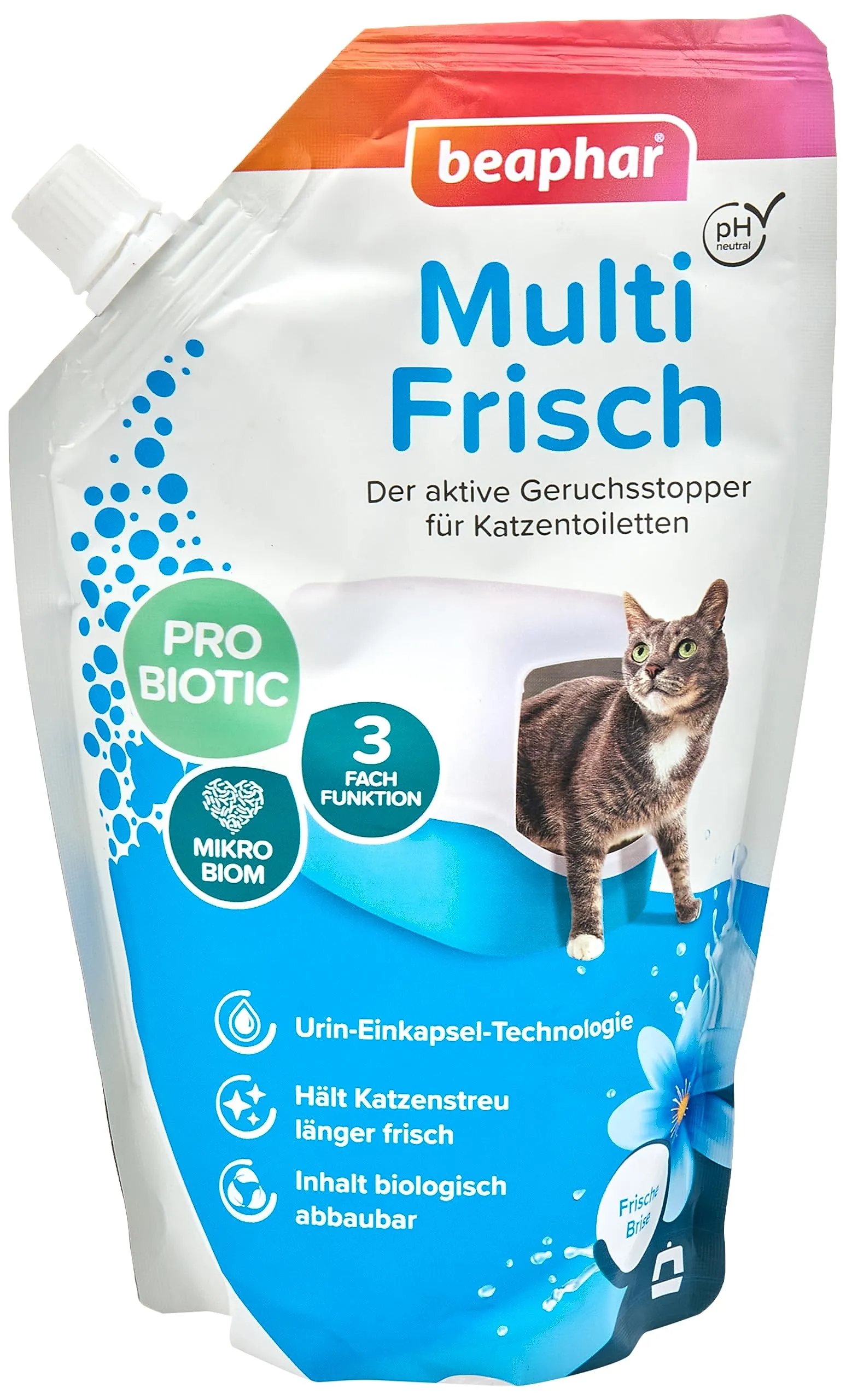 beaphar, neutralizzatore di odori di Gatti “Multi Fresh, per Una ventata d’Aria Fresca”, prolunga la Durata della lettiera per Gatti, Profumo di Aria Fresca, 400 g