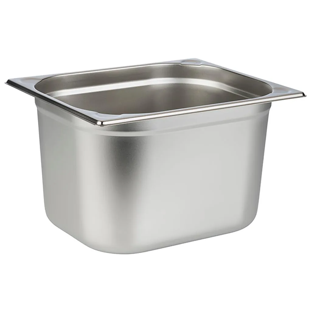 APS 81208 Contenitore GN 1/2, contenitore Gastronorm, in acciaio inox/dimensioni 26,5 x 32,5 cm, altezza 20 cm, volume 11,65 litri, colore acciaio inox..