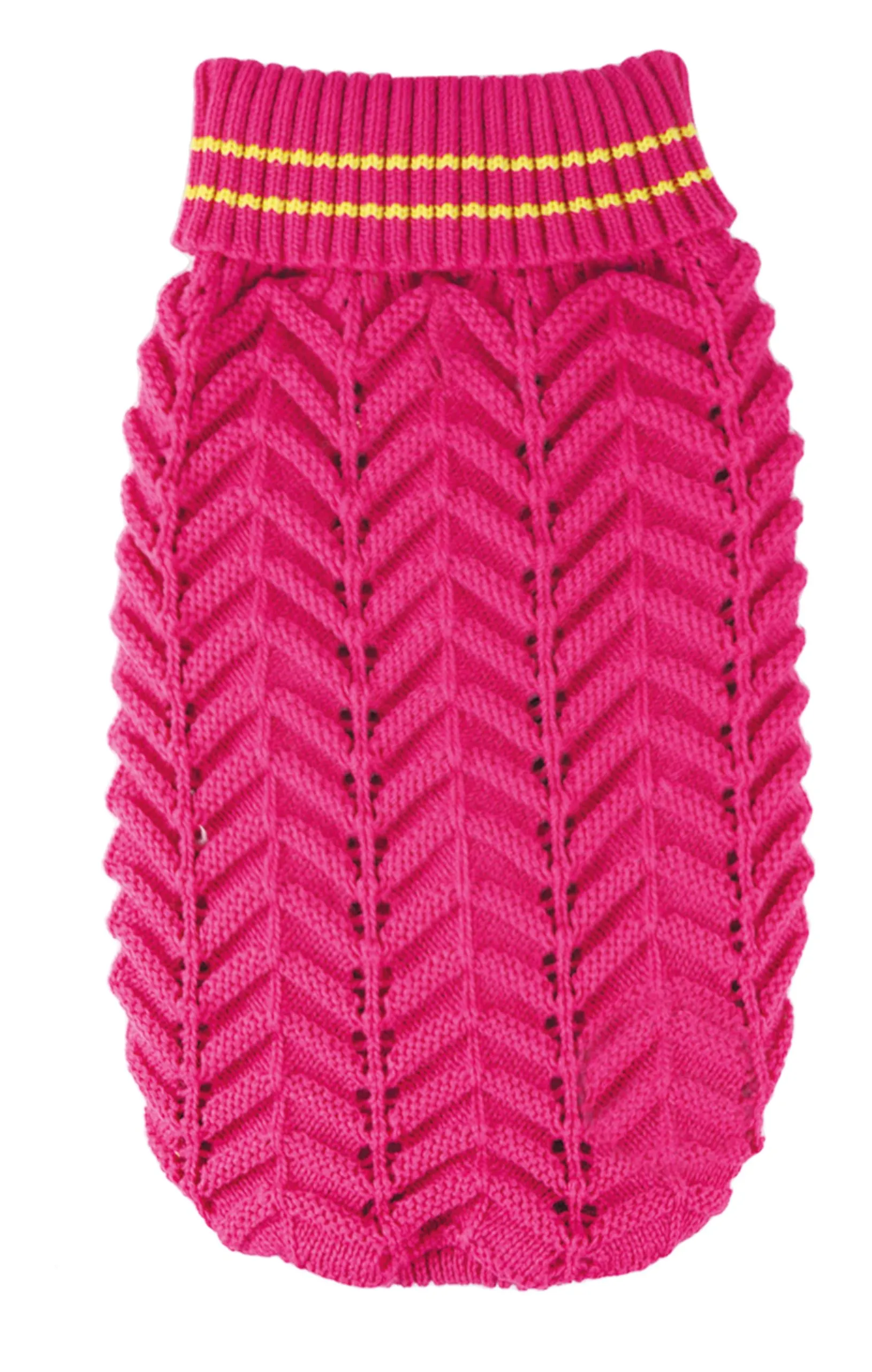Record - Maglioncino per Cani Dolly. Maglione per cani con Lavorazione a Spighe con Collo Alto per uno Stile Romantico ed Elegante, Foro Guinzaglio e Lavabile in Lavatrice | Fucsia, L