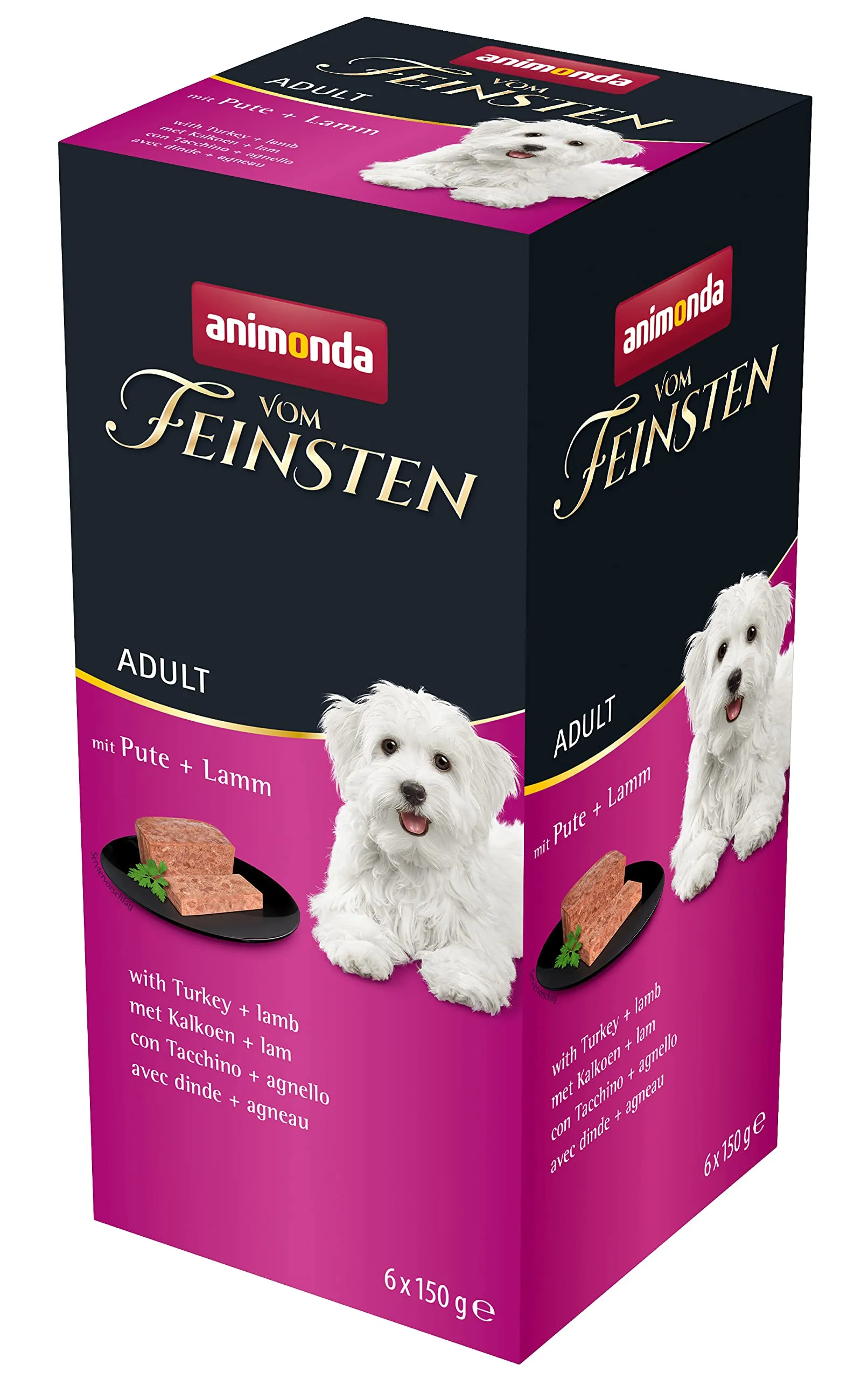 Del miglior cibo per cani bagnato con tacchino + agnello (6 x 150 g), cibo per cani senza cereali e zucchero di animonda, ingredienti freschi e carnali