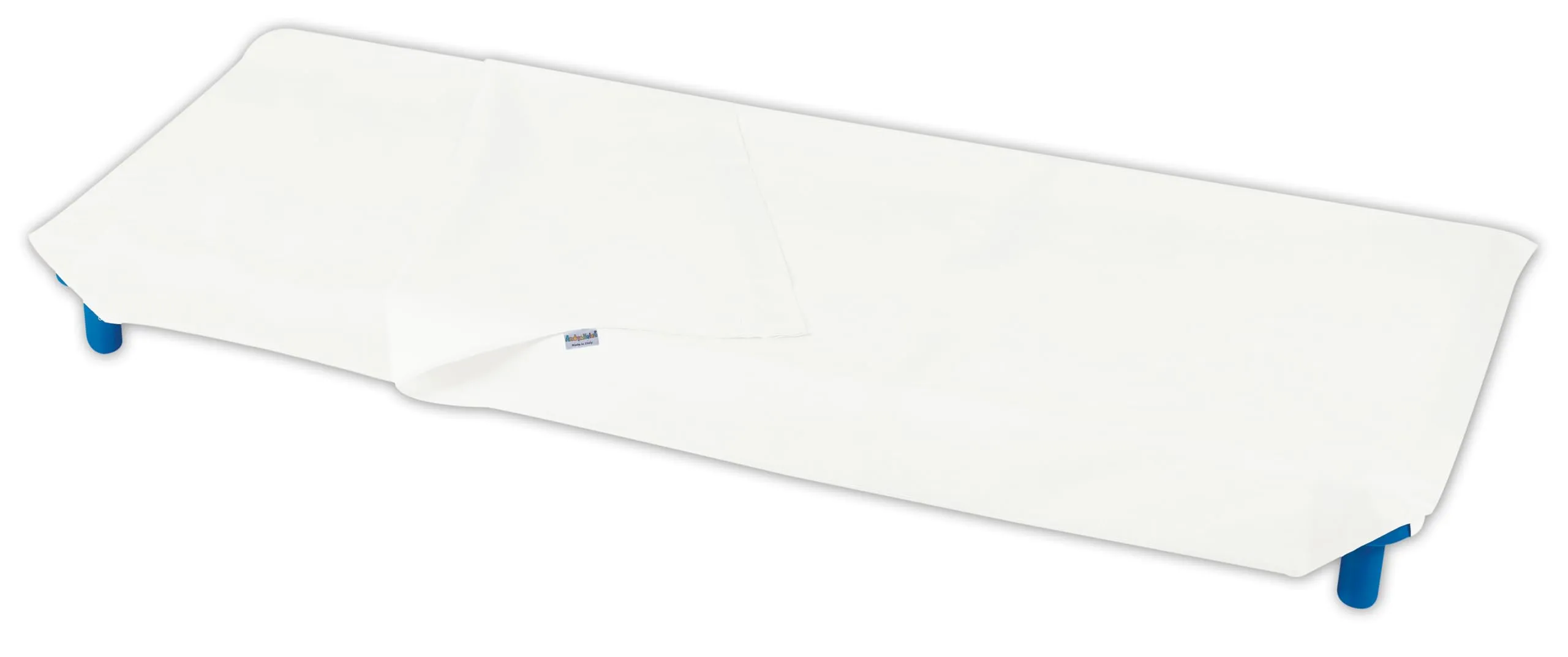 Andy & Helen - Sacco lenzuolo (sopra+sotto) per brandina asilo con angoli elasticizzati per una totale aderenza. Misure standard 65x140 cm in 100% cotone, Bianco