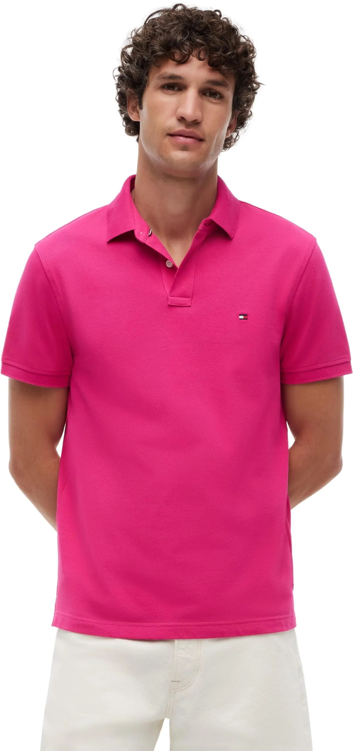 Tommy Hilfiger Uomo Maglietta Polo Maniche Corte 1985 Regular Fit, Rosa (Eccentric Magenta), S