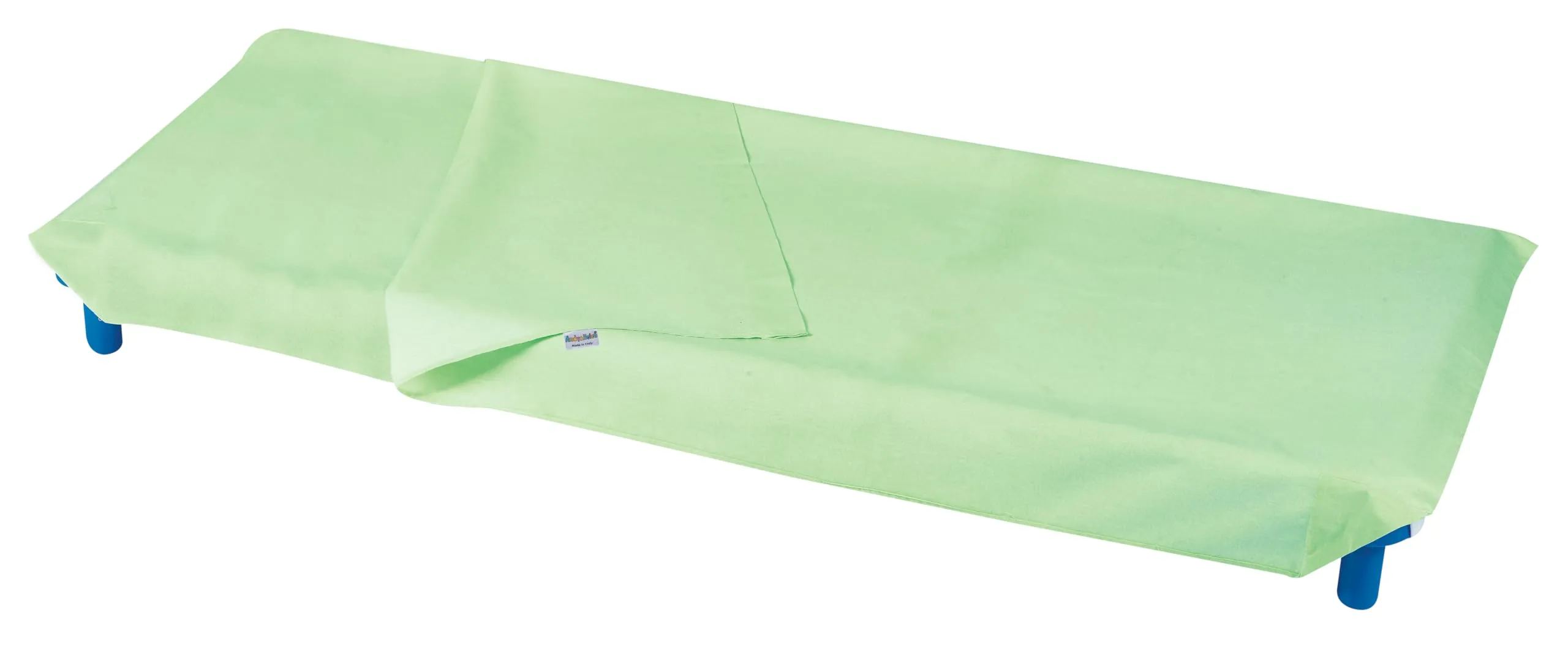 Andy & Helen - Sacco lenzuolo (sopra+sotto) per brandina asilo con angoli elasticizzati per una totale aderenza. Misure standard 65x140 cm in 100% cotone, Verde