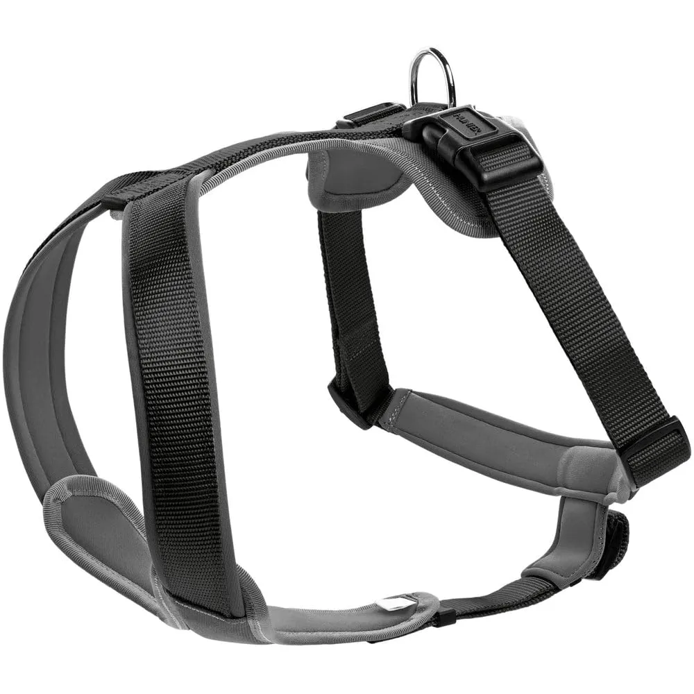 Hunter Pettorina in neoprene per cani, in nylon, con imbottitura morbida in neoprene, Nero/Grigio, 60-76/M-L