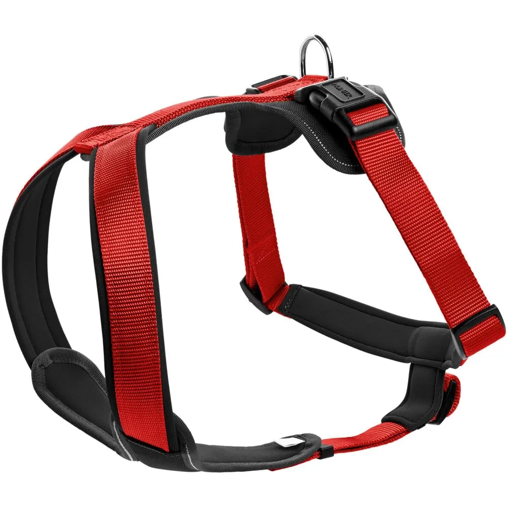 Hunter Pettorina in neoprene per cani, in nylon, con imbottitura morbida in neoprene, Rosso/Nero, 60-76/M-L