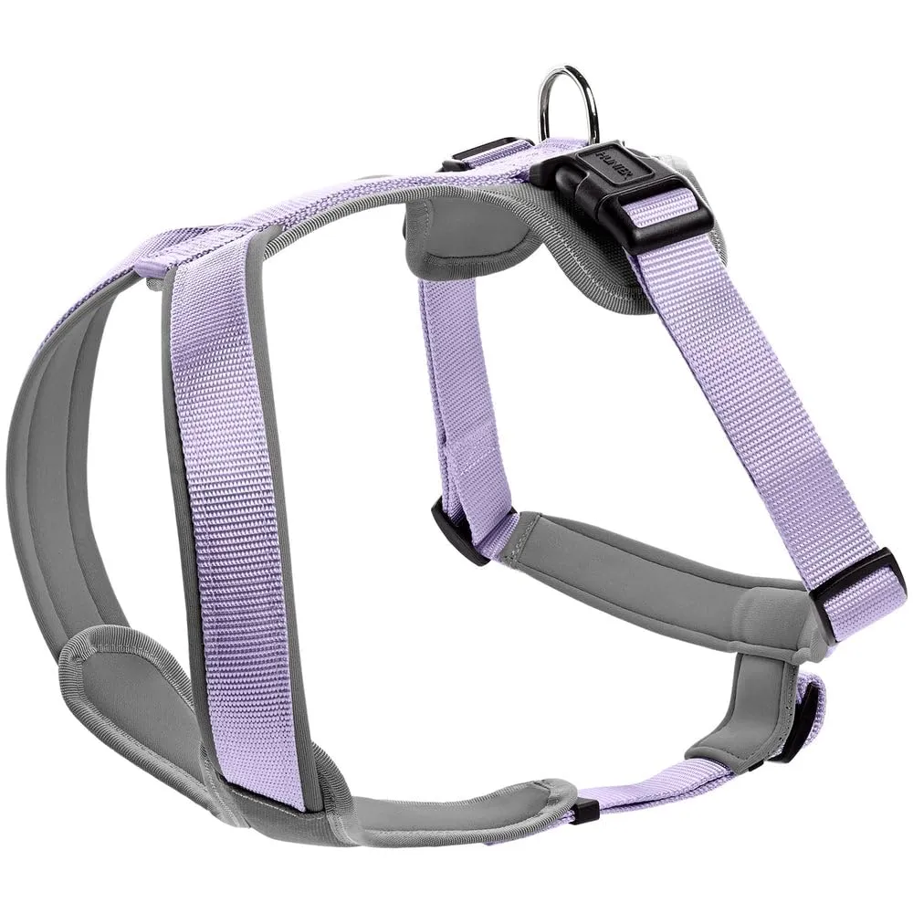 HUNTER pettorina per cani NEOPREN, Colore: lavanda/grigio, nylon resistente, imbottita con morbido neoprene, materiale riflettente 3M™ Scotchlite™, facile da pulire, confortevole, Taglia: L