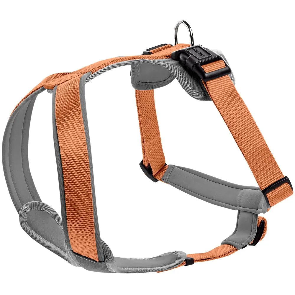 HUNTER pettorina per cani NEOPREN, Colore: rame/grigio, nylon resistente, imbottita con morbido neoprene, materiale riflettente 3M™ Scotchlite™, facile da pulire, confortevole, Taglia: L