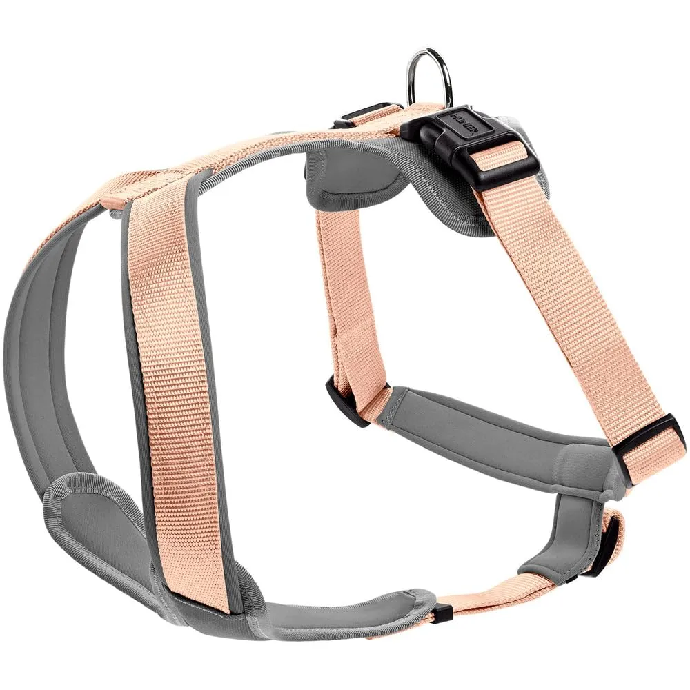 HUNTER pettorina per cani NEOPREN, Colore: pesca/grigio, nylon resistente, imbottita con morbido neoprene, materiale riflettente 3M™ Scotchlite™, facile da pulire, confortevole, Taglia: L