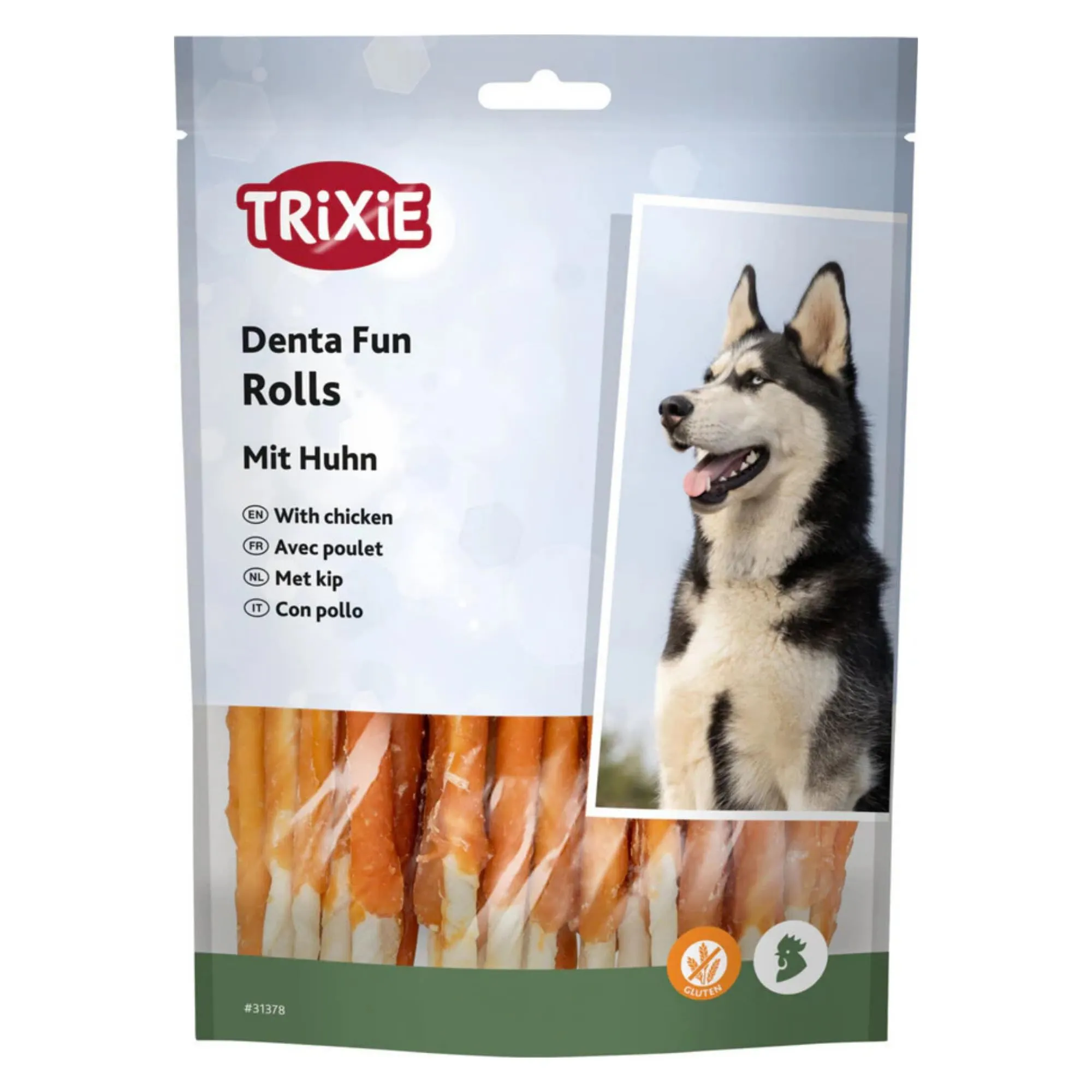 TRIXIE Denta Fun rotolini pollo per cani – Gustosi – 30 pz, 12 cm – 240 g