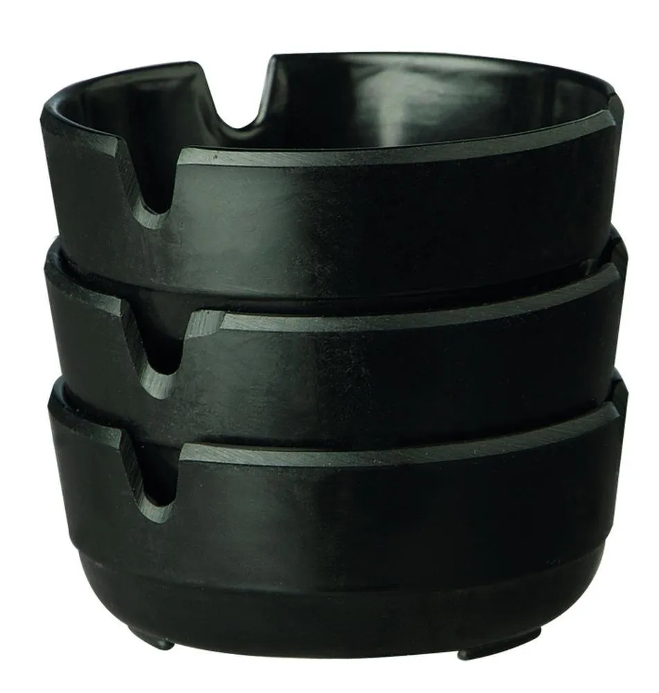 Aps 576 Set di 3 posacenere in melamina nera, Ø 8 x 3 cm