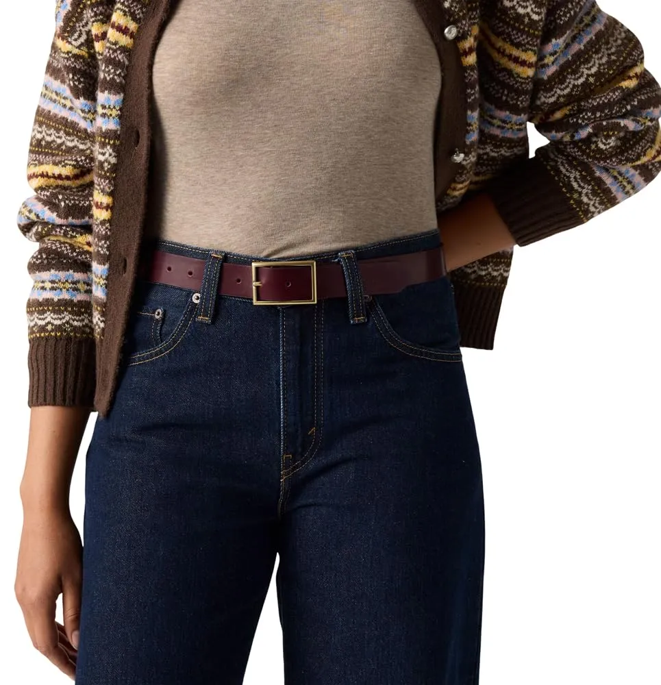 Levi's Cintura rettangolare da donna in pelle Bovine (confezione da 1), Tawny Port, 90 cm