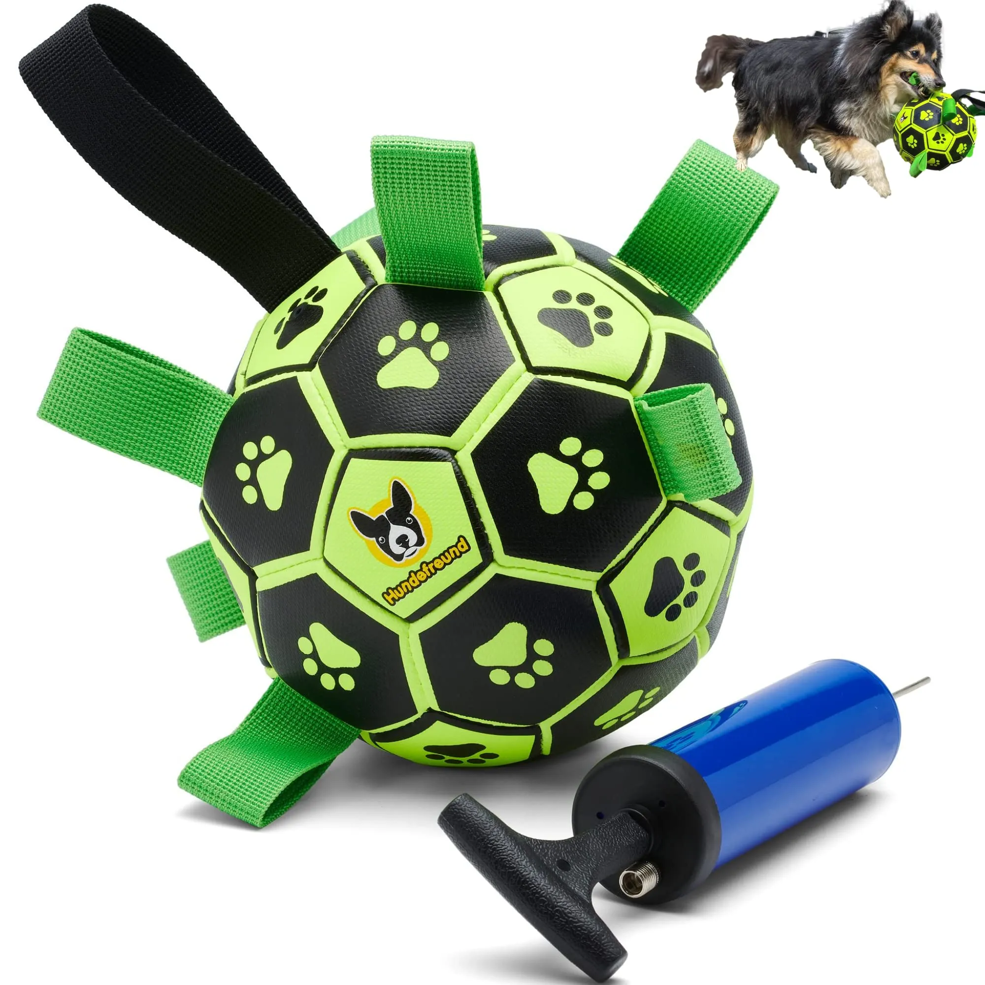 Hundefreund Palla per Cani Luminosa con Linguette, Indistruttibile con Pompetta, Giochi Interattivi Pallone (15 cm) per Uso Interno, Esterno e in Acqua