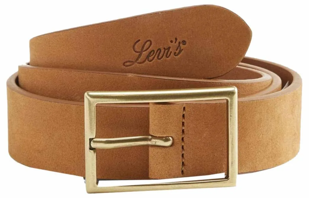 Levi's Cintura rettangolare da donna in pelle bovina con fibbia (confezione da 1), Fa191079 Camoscio Cogna, 105 -