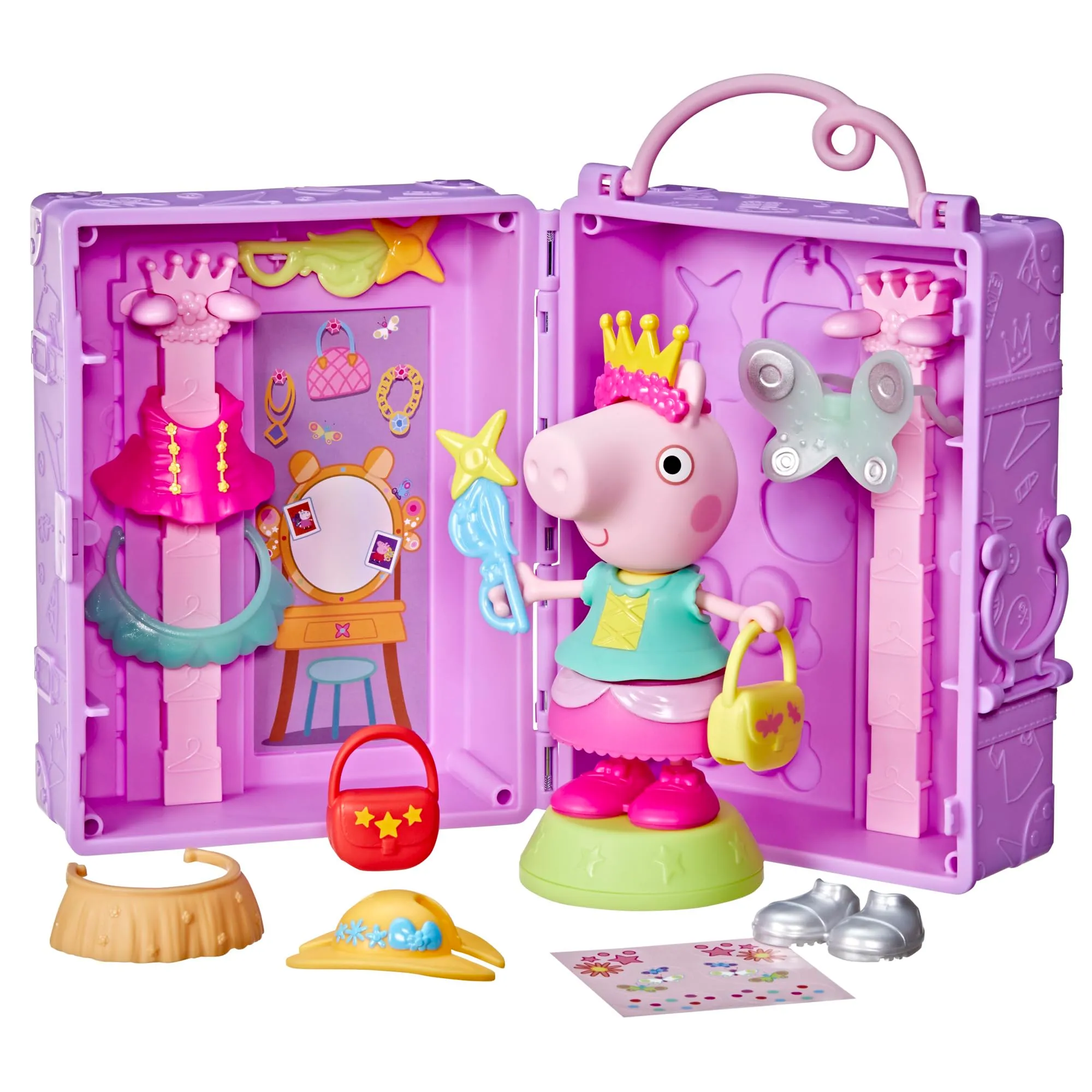Peppa Pig L’Armoire de Peppa, Ensemble de Jouets avec Figurine de 15 cm et Accessoires, Jeu Créatif pour Enfants, Jouets pour Filles, Poupée Dès 3 Ans