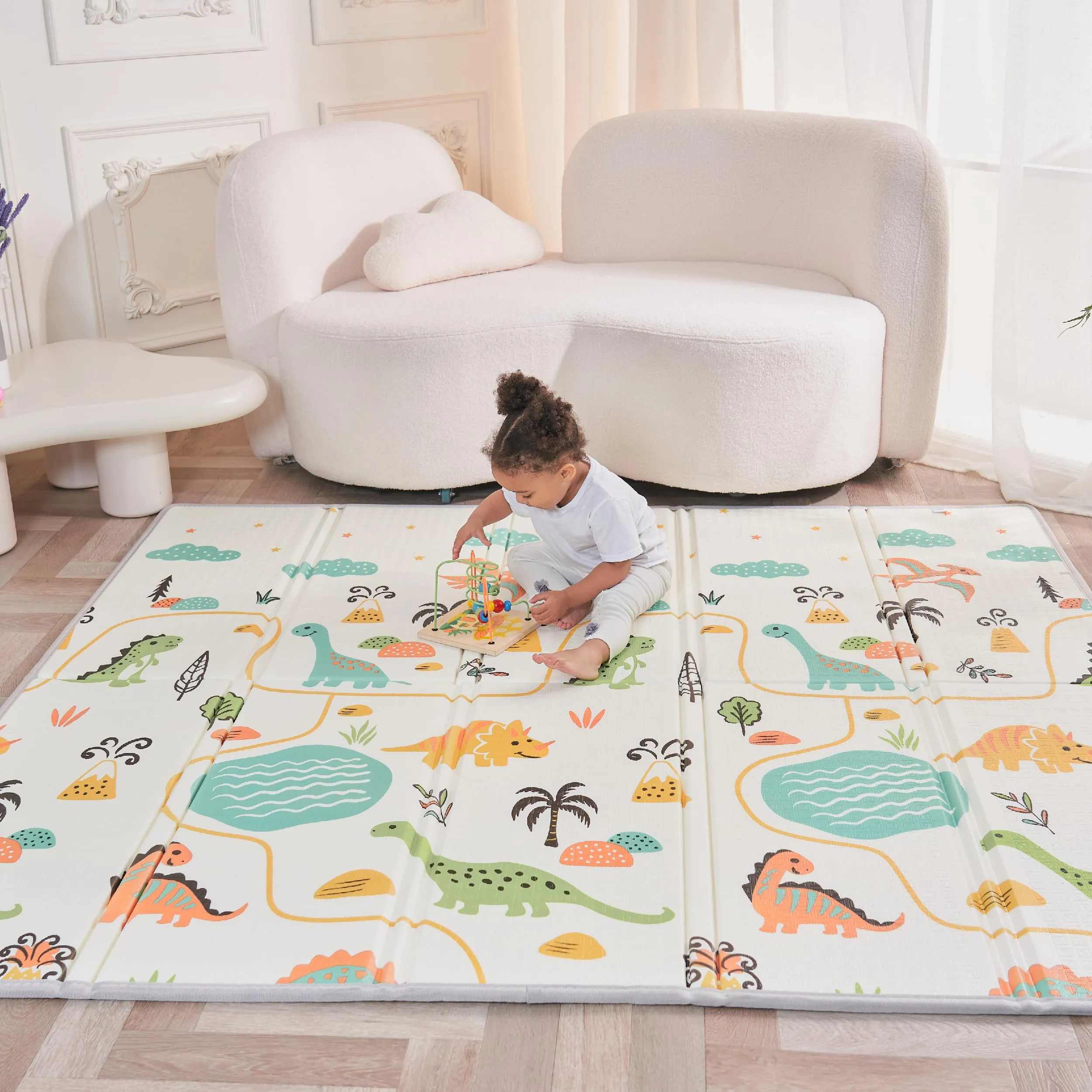 Tappeto Gioco Bambini Pieghevole 150x180x1cm Palestrina Neonato Montessori Reversibile Non Tossico E Impermeabile In Schiuma Per Bimbi. Palestra Neonati - Tappeto Tummy Time Neonati - Regalo Bambino