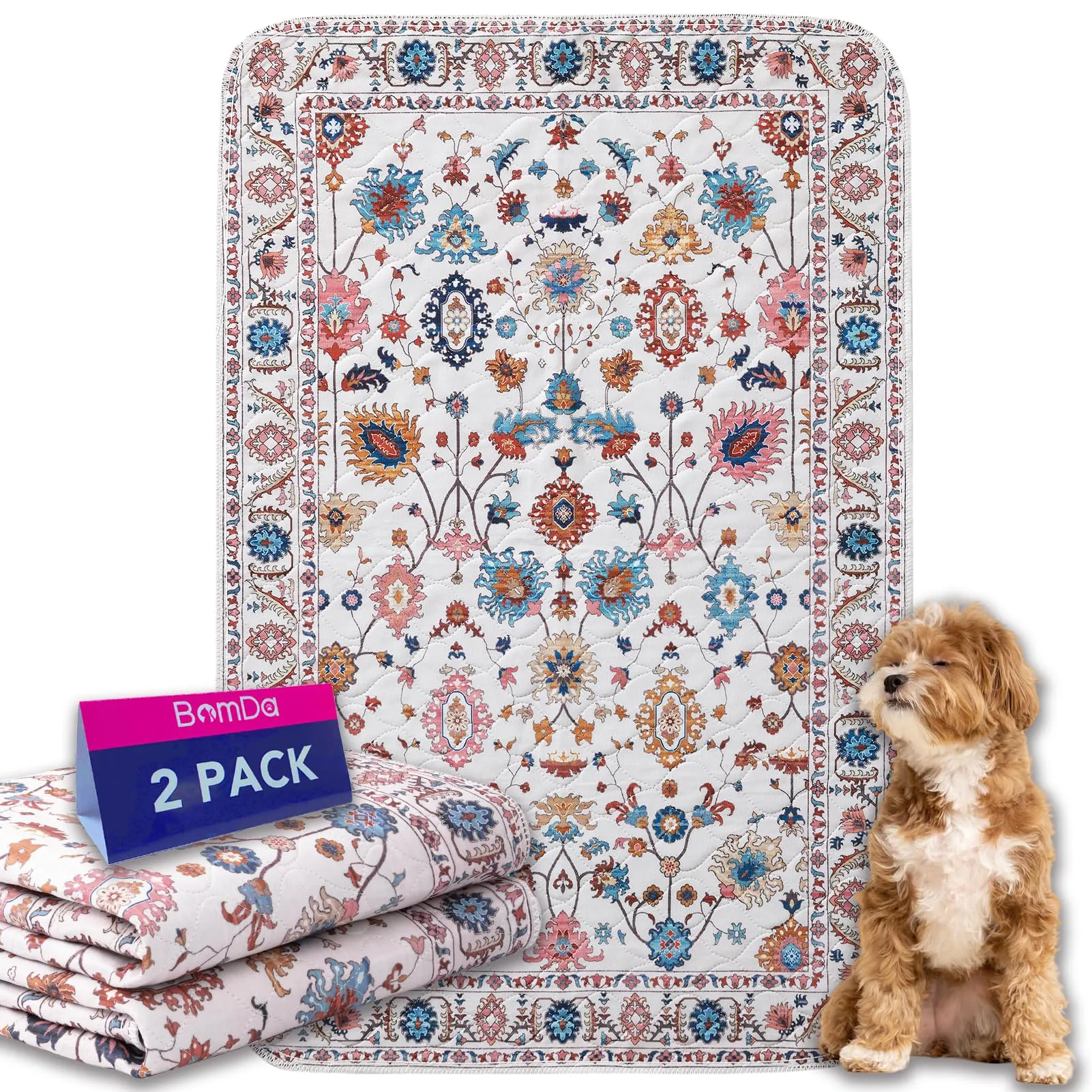 2 Pezzi Tappetini Assorbenti per Cani, Tappeti Lavabili Riutilizzabili, Traverse Cani, Traversine Addestramento del Cane, Gatti, Conigli, Antiscivolo (Pattern 3, 91.5x 183cm)