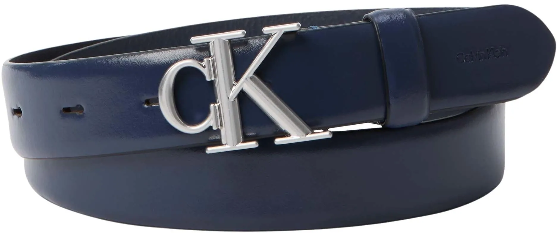 Calvin Klein Donna Cintura Ck Logo Belt 3.5 cm Cintura in Pelle, Blu (Ck Spellbound/Antique Nickel), 90 cm
