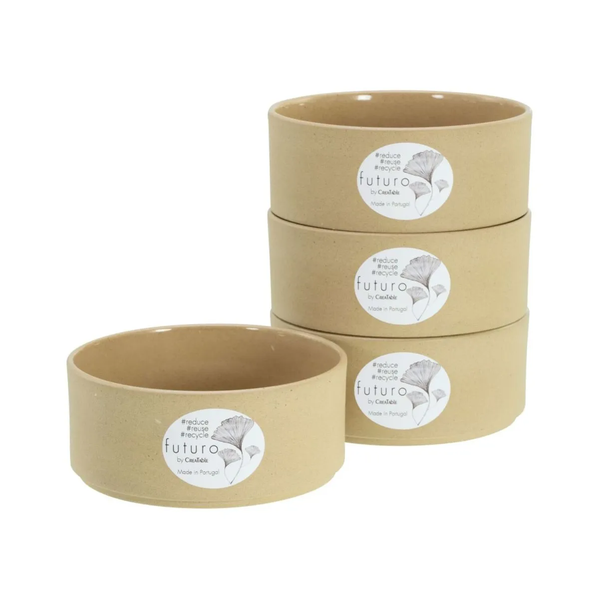 4x creaTable Futuro - Ciotola da 4 pezzi; 600 ml, 14x6 cm (ØxH); sabbia; rotonda; 4 pz. / Pacco