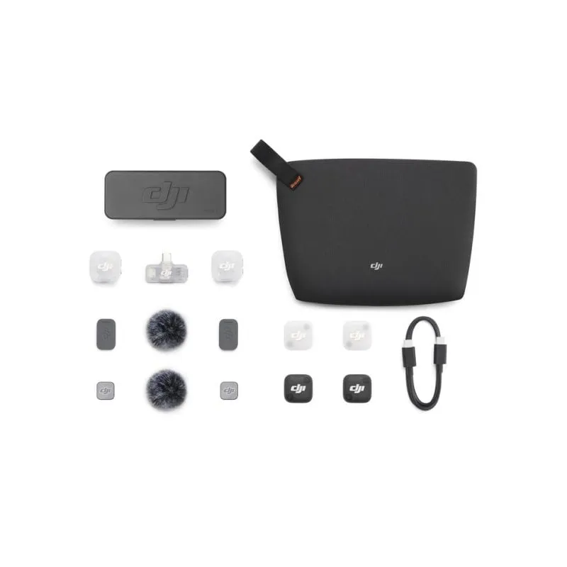 Microfono DJI Mic Mini 2 wireless omnidirezionale con 2 trasmettitori e custodia di ricarica