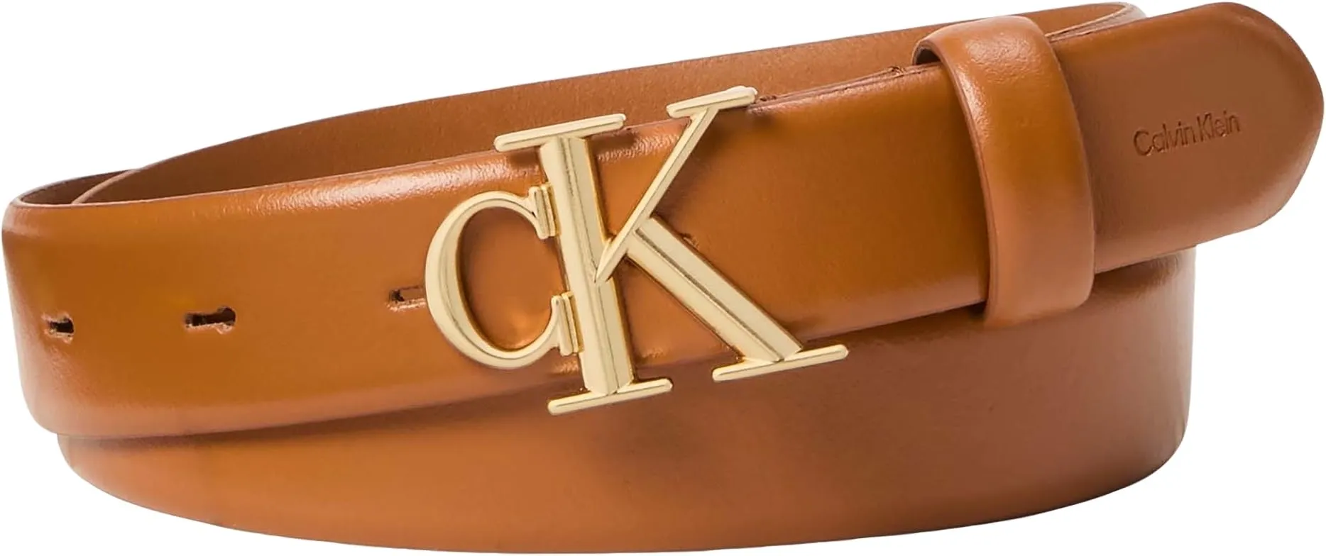 Calvin Klein Donna Cintura Ck Logo Belt 3.5 cm Cintura in Pelle, Marrone (Argan Oil/Antique Light Gold), 100 cm