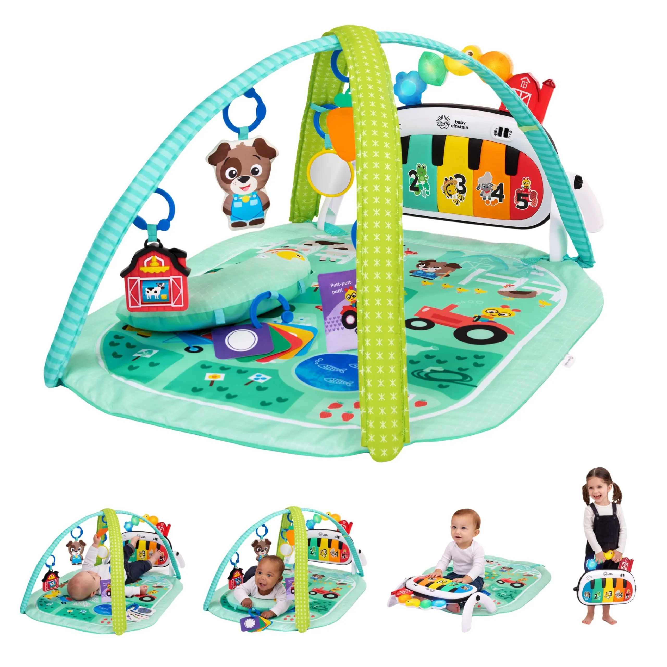 Baby Einstein Palestrina Musicale 4-in-1 Farm Explorers, Tappeto Gioco Neonato con Musica e Luci, 0+ Mesi