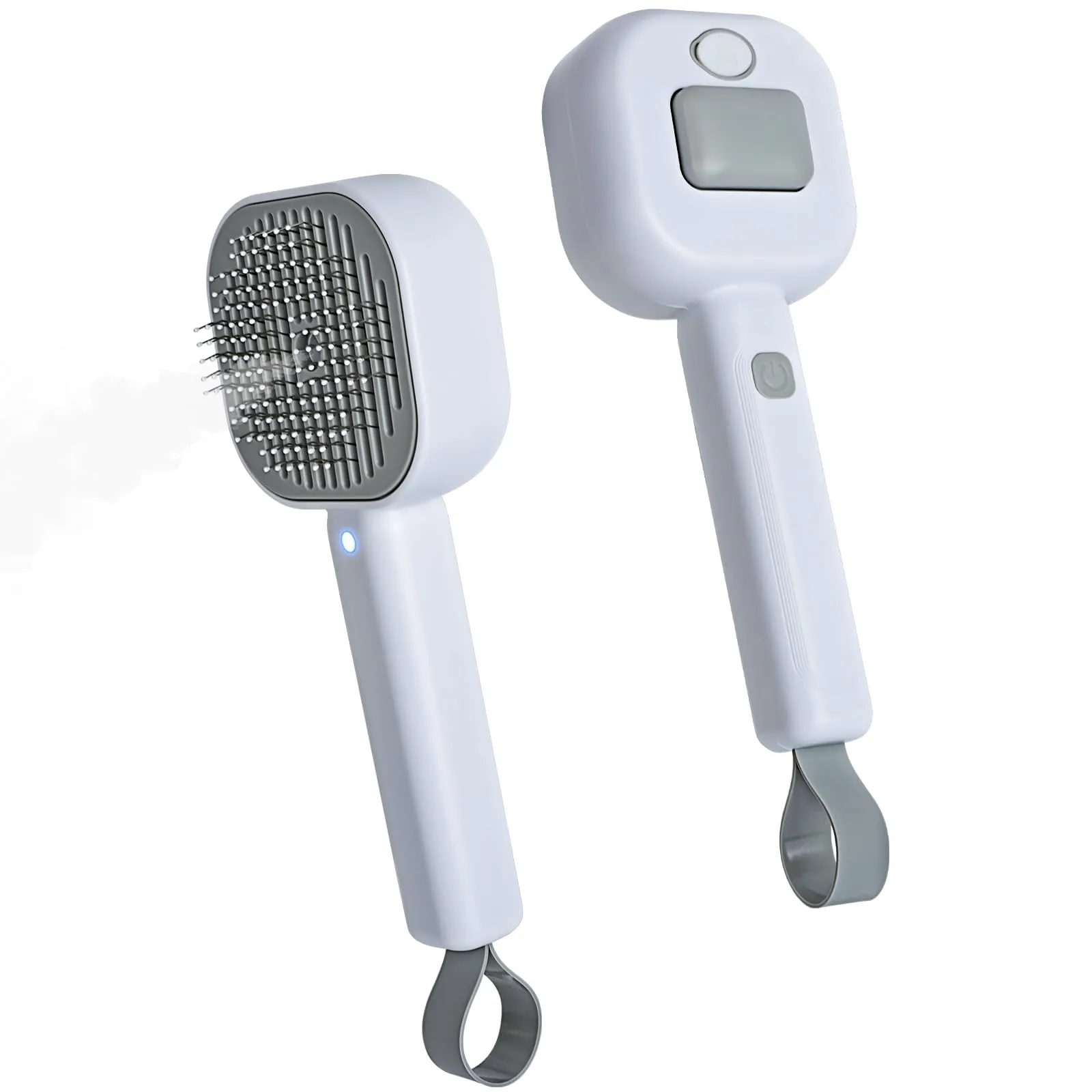 Cozary 4 in 1 Spazzola a Vapore per Gatti e Cani con Pulsante di Rilascio,Ricaricabile Spazzola Vapore con Lampada Antifungina per Massaggi Cura Depilazione,per Peli Lunghi e Corti Gatti Cani Conigli