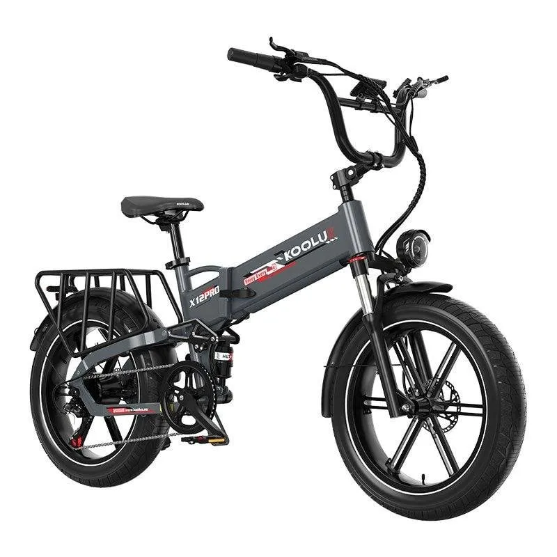 Bicicletta Elettrica Koolux X12 Pro 750W 48V 15Ah Pneumatici 20" Grigio Rosso