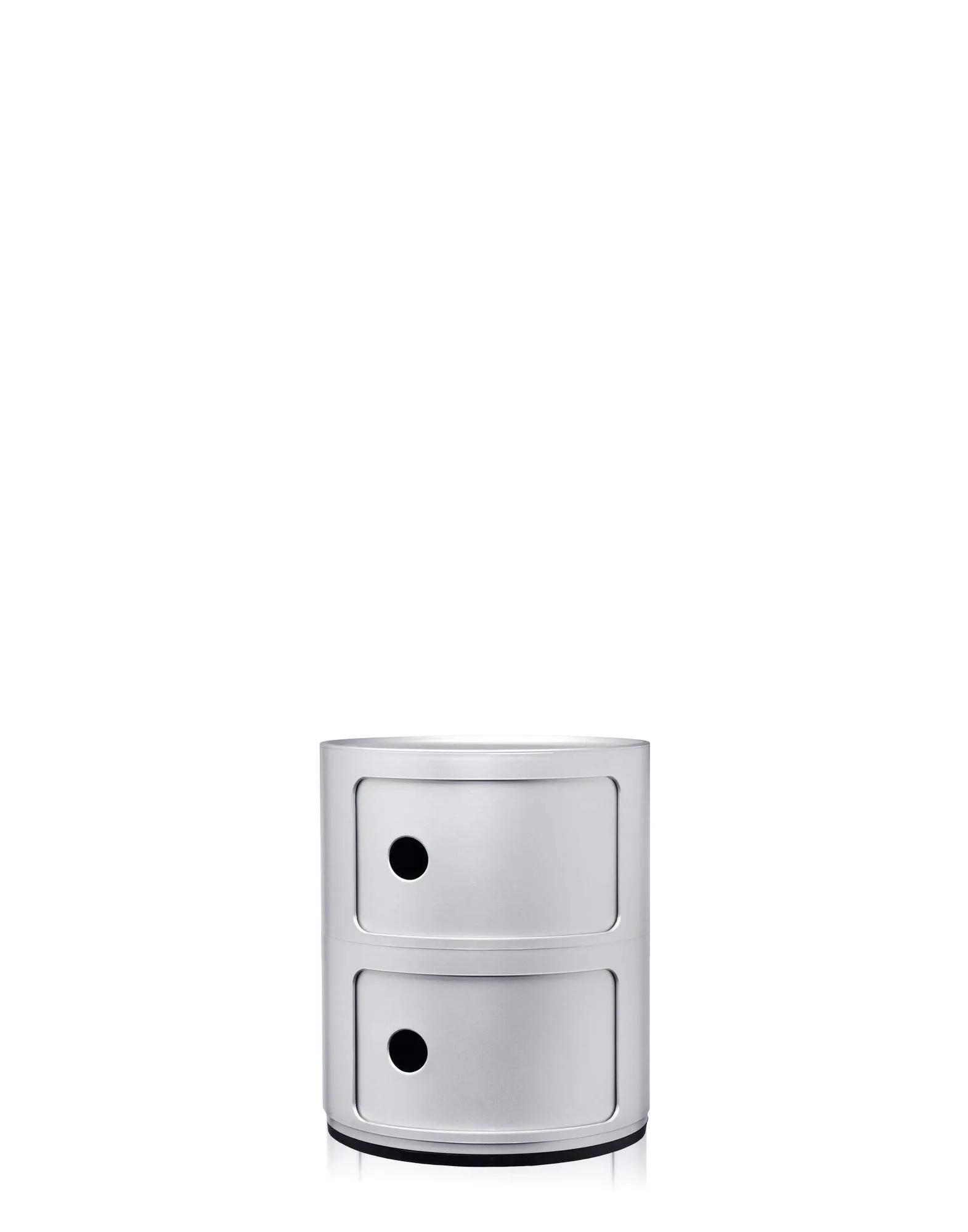 Kartell Componibili Contenitore 2 Elementi, Base Tonda, ABS, Argento, 32 x 32 x 40 cm