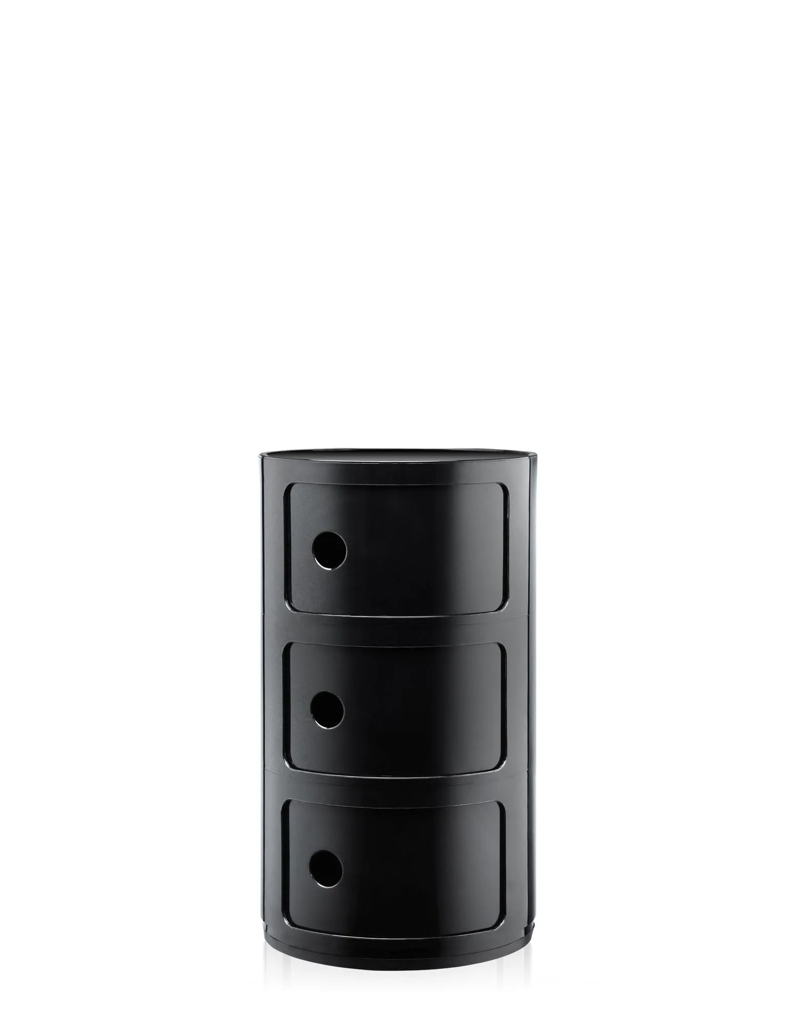 Kartell Componibili Contenitore 3 Elementi, ABS, Base Tonda, Nero, 32 x 32 x 58.5 cm