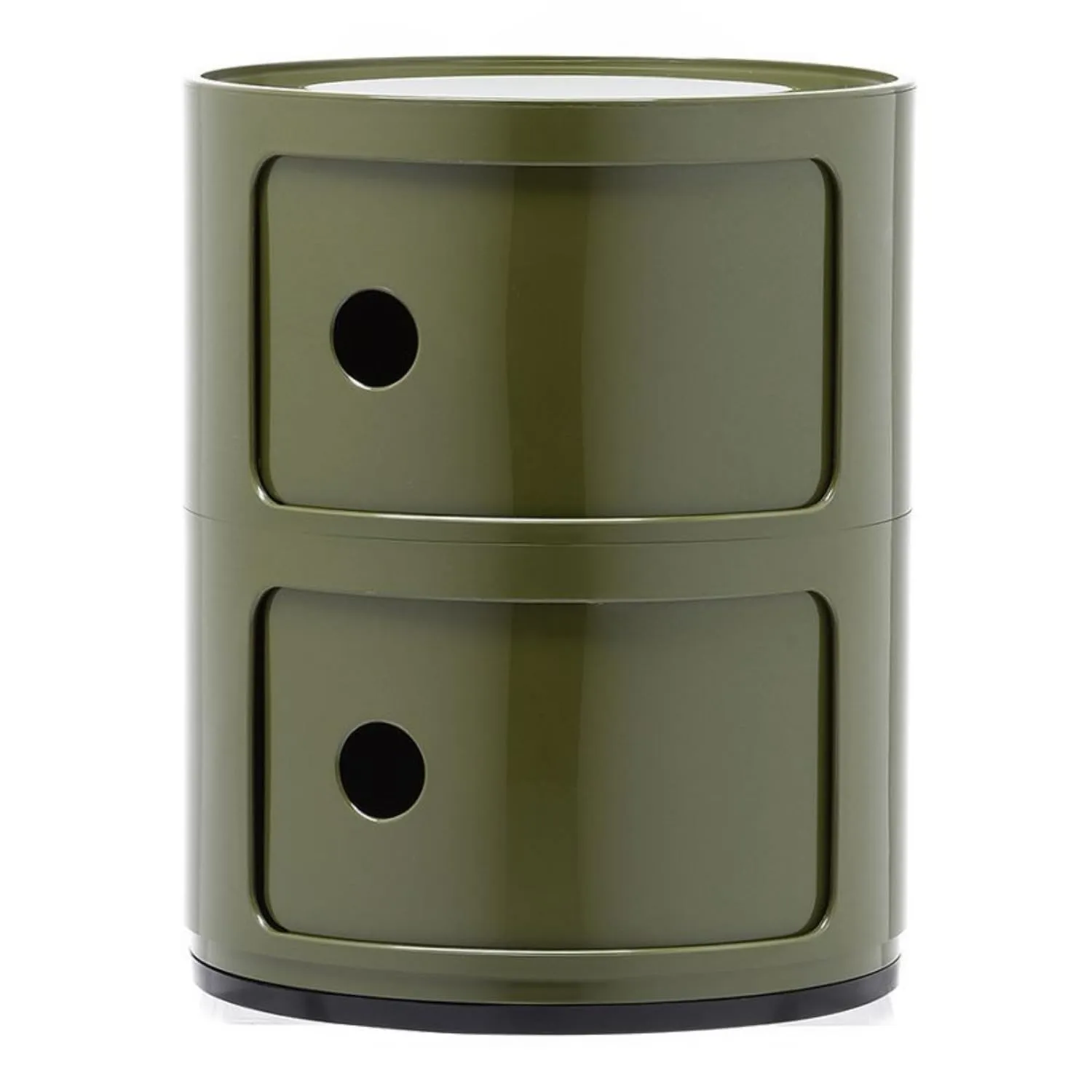 Kartell Componibili Contenitore 2 Elementi, Base Tonda, ABS, Verde, 32 x 32 x 40 cm