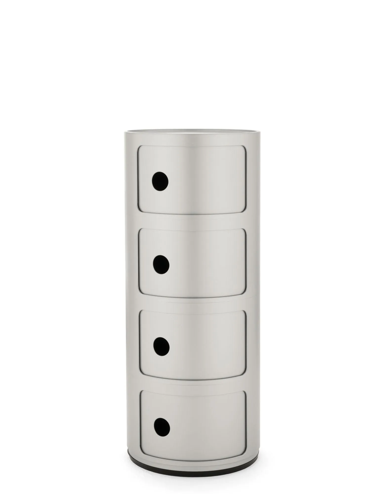 Kartell Componibili Contenitore 4 Elementi, Base Tonda, ABS, Argento, 32 x 32 x 77 cm