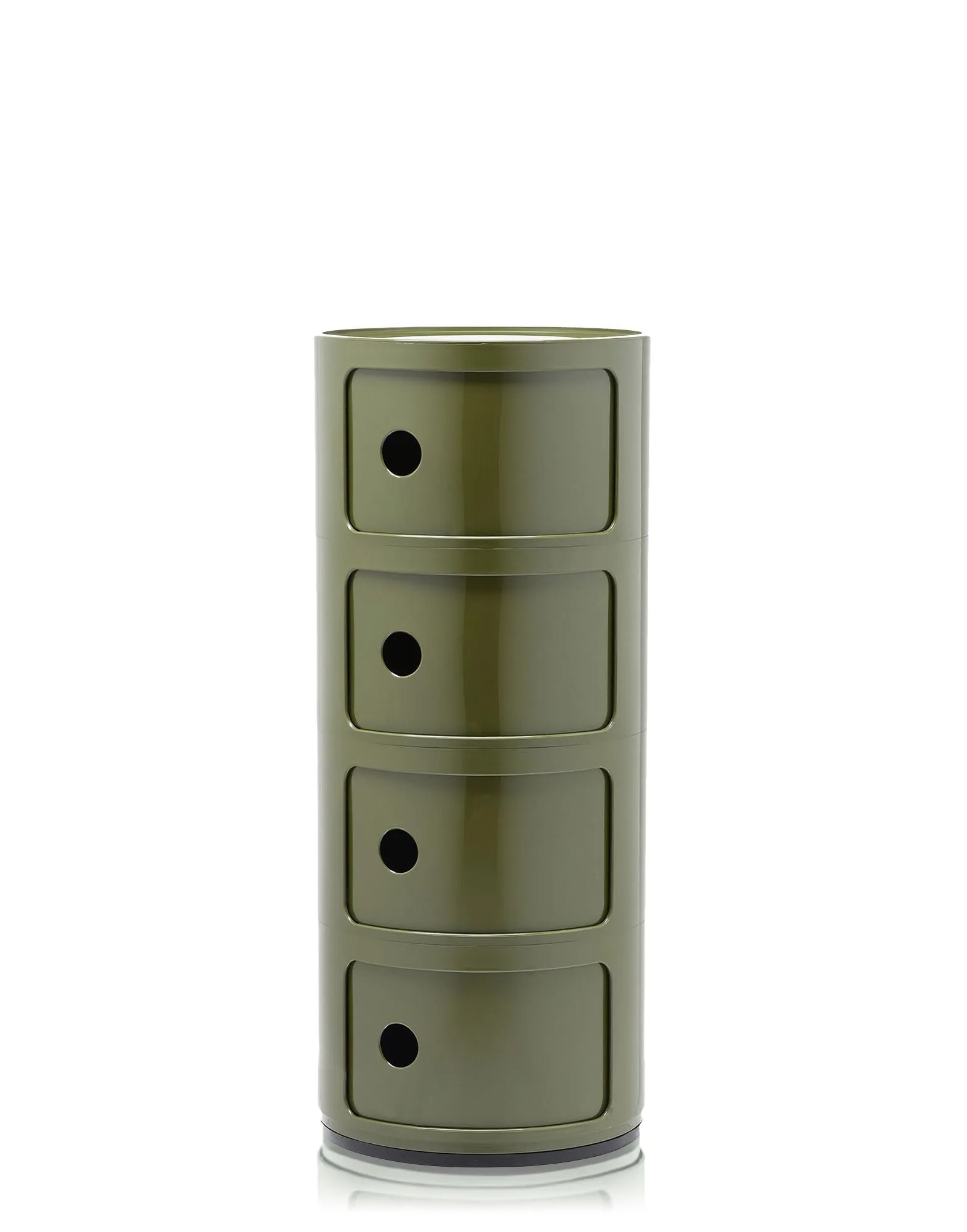 Kartell Componibili Contenitore 4 Elementi, Base Tonda, ABS, Verde, 32 x 32 x 77 cm