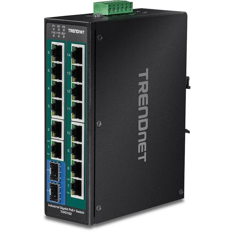 Switch industriale TRENDnet TI-PG162 14 porte PoE+ 2 SFP
