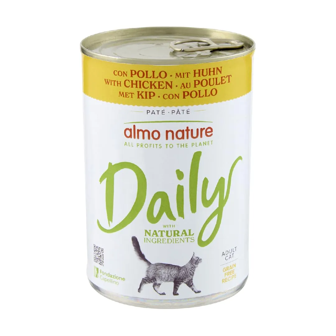 Almo Nature Daily - Cibo Umido per Gatti Adulti - Paté - Pollo - 400 g, Confezione da 24