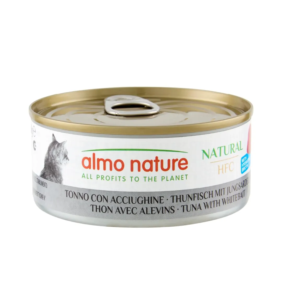 Almo Nature HFC Natural, Alimento Umido per Gatti - Tonno con Acciughine - Confezione da 3.6 kg (24 x 150 g)