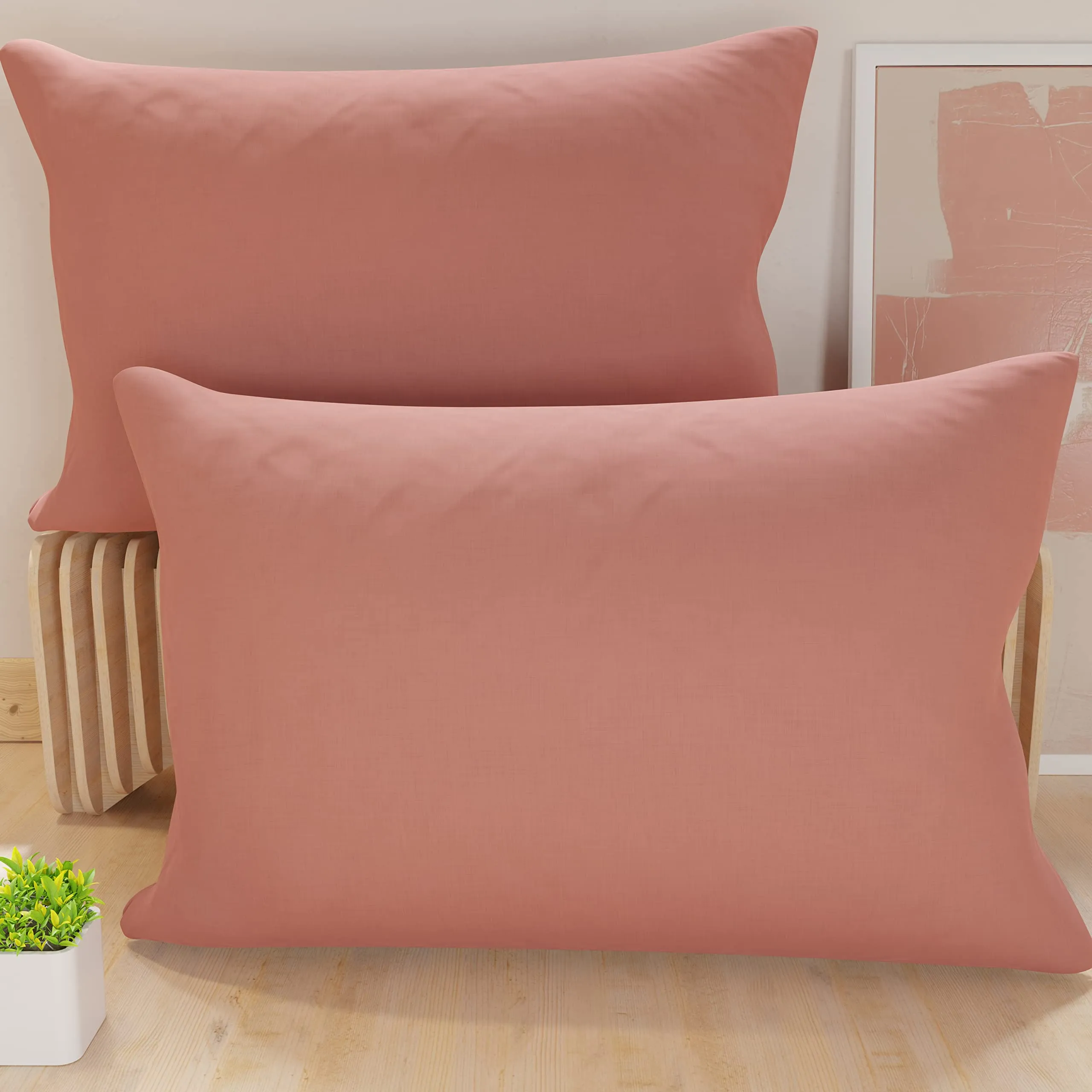 PETTI Artigiani Italiani - Coppia di Federe Cuscino 80x40 cm in Microfibra, Cuscini Arredo Camera da Letto, Divano, Set 2 Fodere Copricuscino, Federa Tinta Unita Rosa, 100% Made in Italy