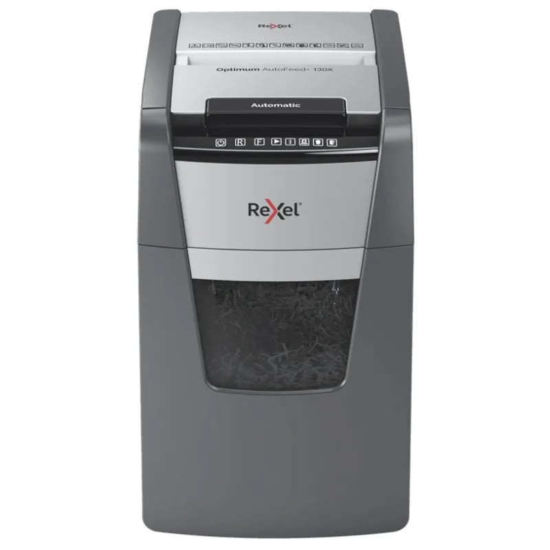 Rexel Optimum AutoFeed+ 130X distruggi documenti Triturazione incrociata 55 dB 22 cm Nero, Argento