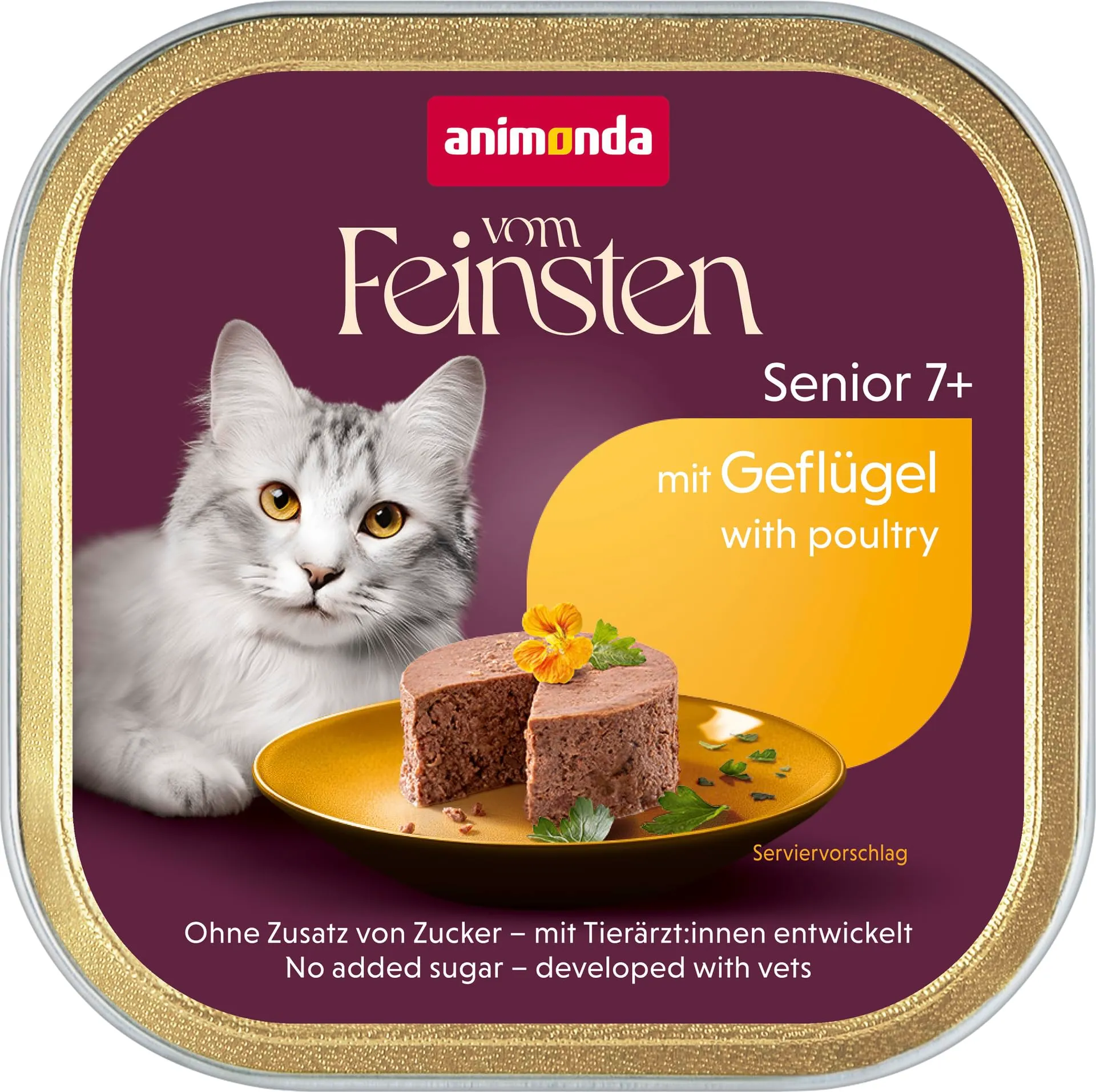 animonda Vom Feinsten Senior, alimento umido per gatti più anziani a partire da 7 anni, con pollame, 32 x 100 g