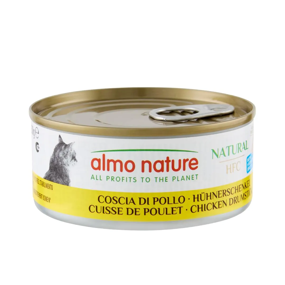 Almo Nature HFC Natural, Alimento Umido per Gatti - Coscia di Pollo - Confezione da 3.6 kg (24 x 150 g)
