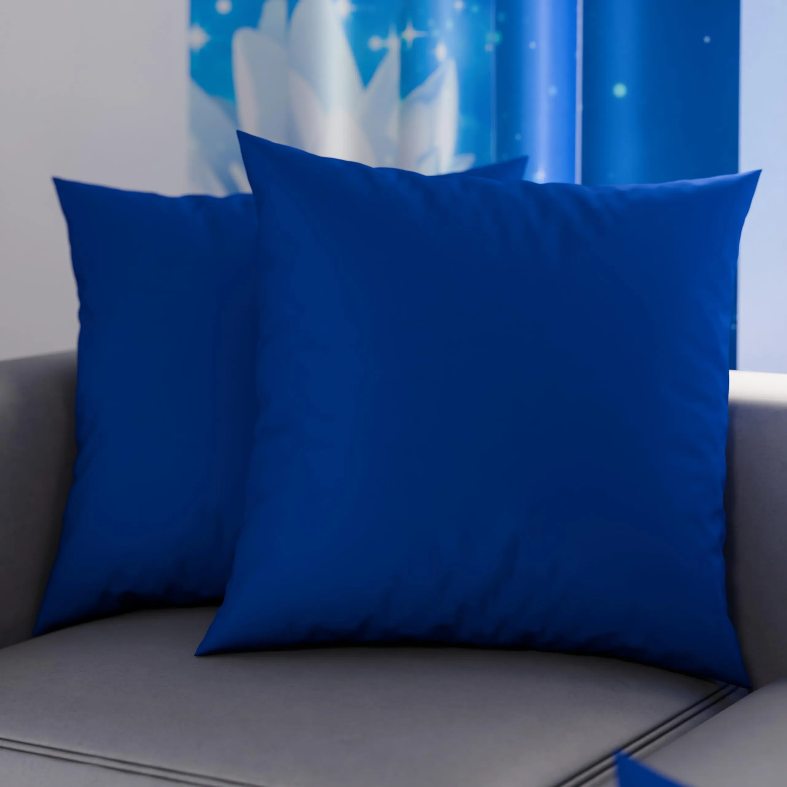 PETTI Artigiani Italiani - Coppia di Federe Cuscino 45x45 cm in Microfibra, Cuscini Arredo Camera da Letto, Divano, Set 2 Fodere Copricuscino, Federa Tinta Unita Blu, 100% Made in Italy