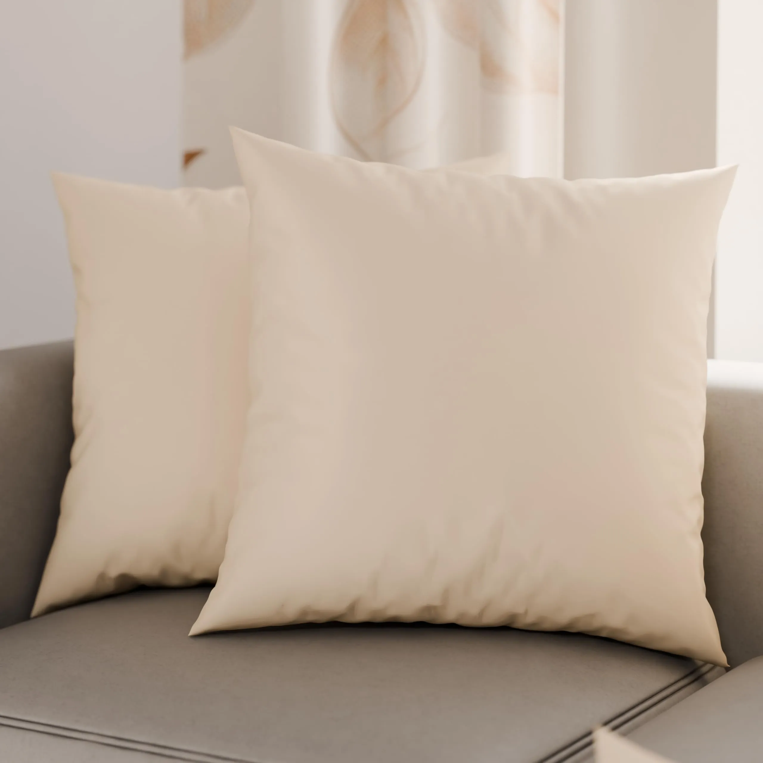 PETTI Artigiani Italiani - Coppia di Federe Cuscino 30x30 cm in Microfibra, Cuscini Arredo Camera da Letto, Divano, Set 2 Fodere Copricuscino, Federa Tinta Unita Beige, 100% Made in Italy