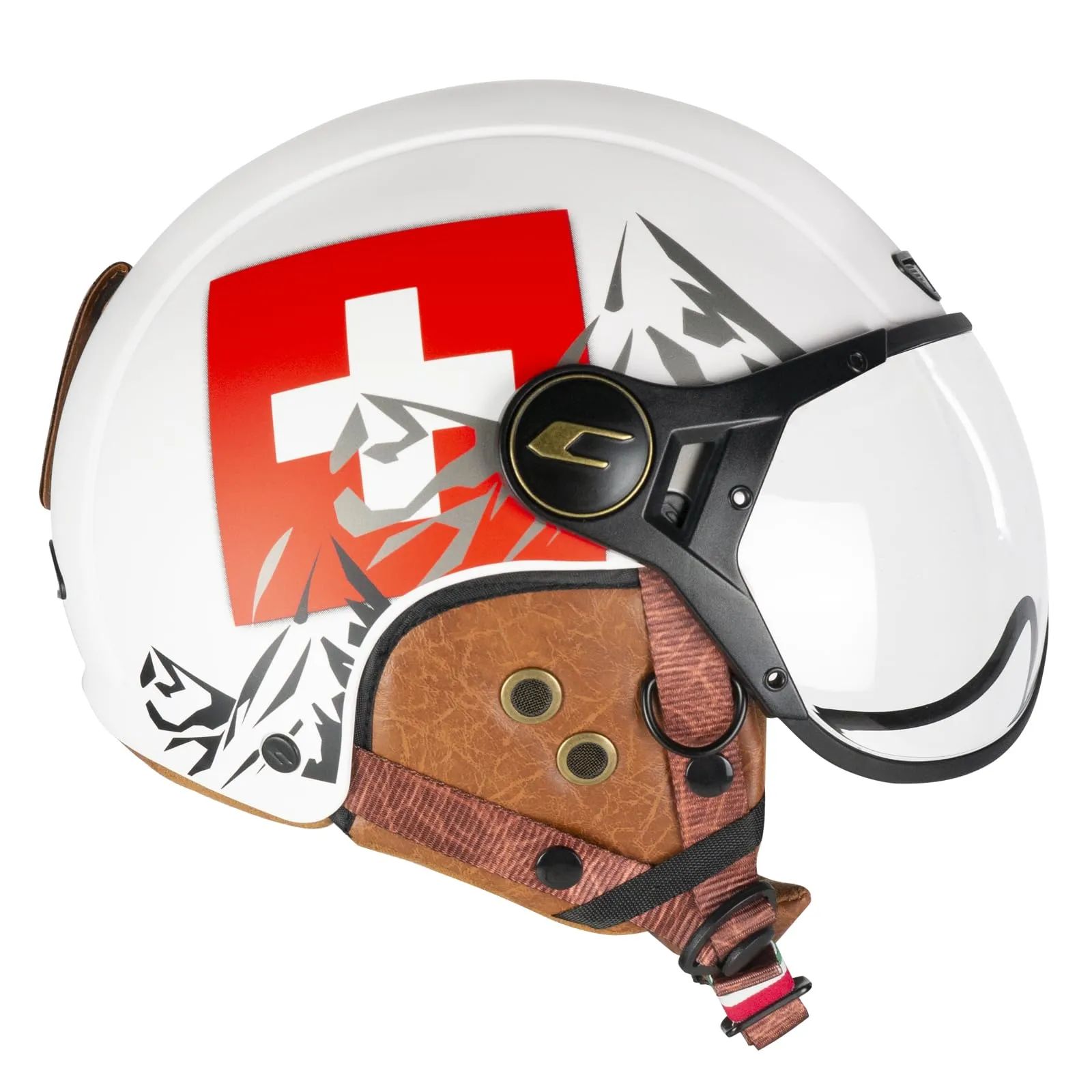 CGM Casco Bici, sci, E-bike, 801C EBI SVIZZERA Bianco Rosso opaco, S (55-56cm)