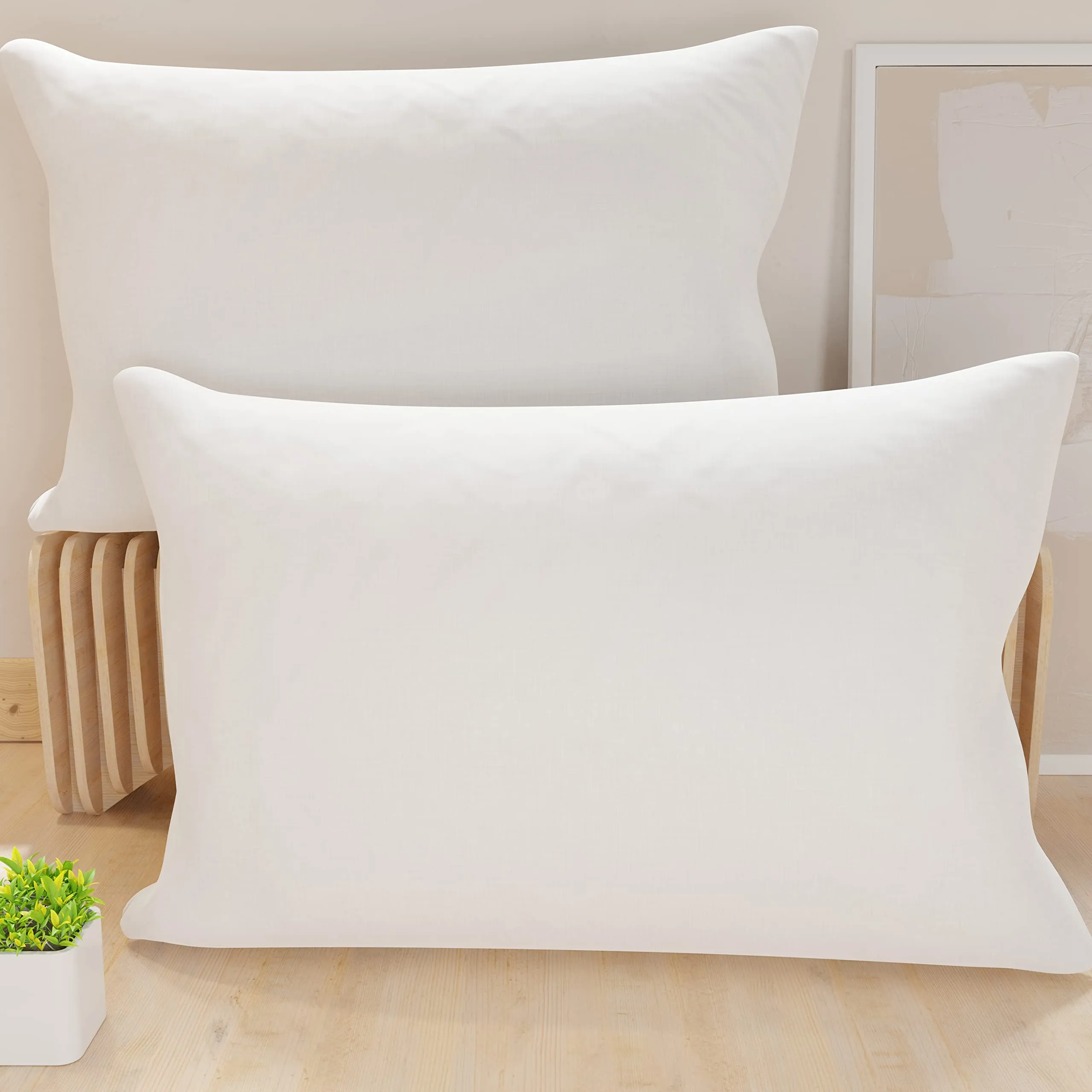 PETTI Artigiani Italiani - Coppia di Federe Cuscino 50x30 cm in Microfibra, Cuscini Arredo Camera da Letto, Divano, Set 2 Fodere Copricuscino, Federa Tinta Unita Bianco, 100% Made in Italy
