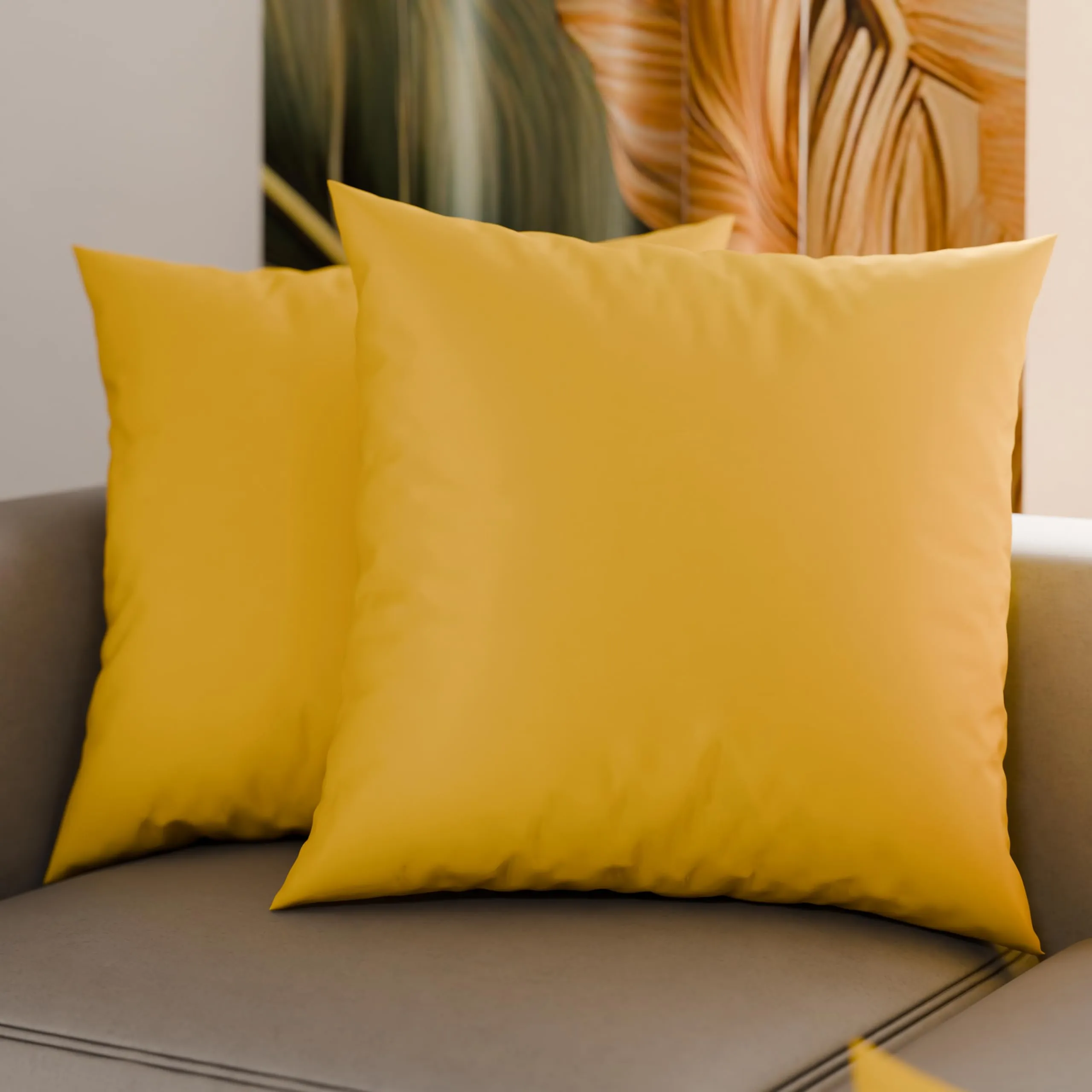 PETTI Artigiani Italiani - Coppia di Federe Cuscino 35x35 cm in Microfibra, Cuscini Arredo Camera da Letto, Divano, Set 2 Fodere Copricuscino, Federa Tinta Unita Giallo, 100% Made in Italy