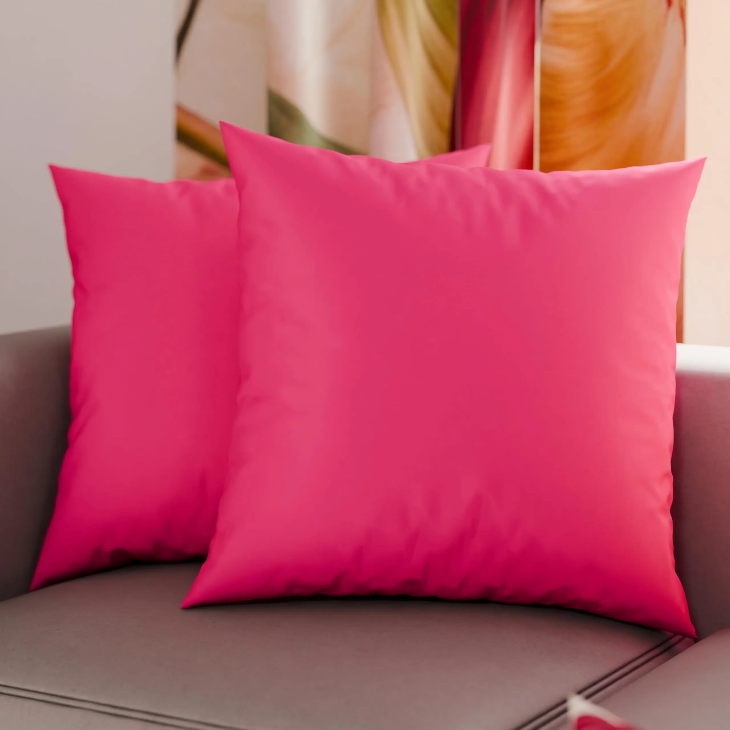 PETTI Artigiani Italiani - Coppia di Federe Cuscino 35x35 cm in Microfibra, Cuscini Arredo Camera da Letto, Divano, Set 2 Fodere Copricuscino, Federa Tinta Unita Fucsia, 100% Made in Italy