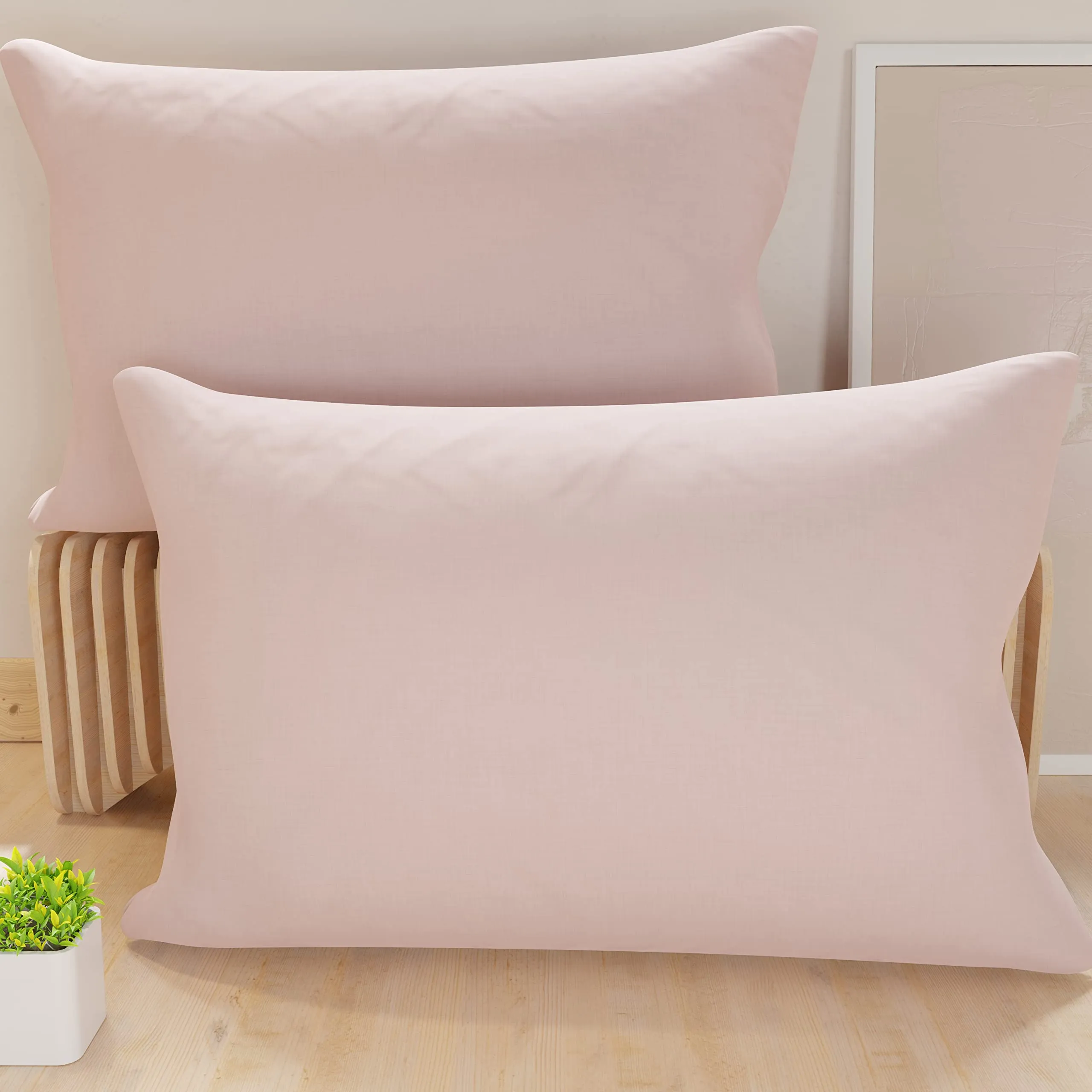 PETTI Artigiani Italiani - Coppia di Federe Cuscino 50x30 cm in Microfibra, Cuscini Arredo Camera da Letto, Divano, Set 2 Fodere Copricuscino, Federa Tinta Unita Rosa, 100% Made in Italy