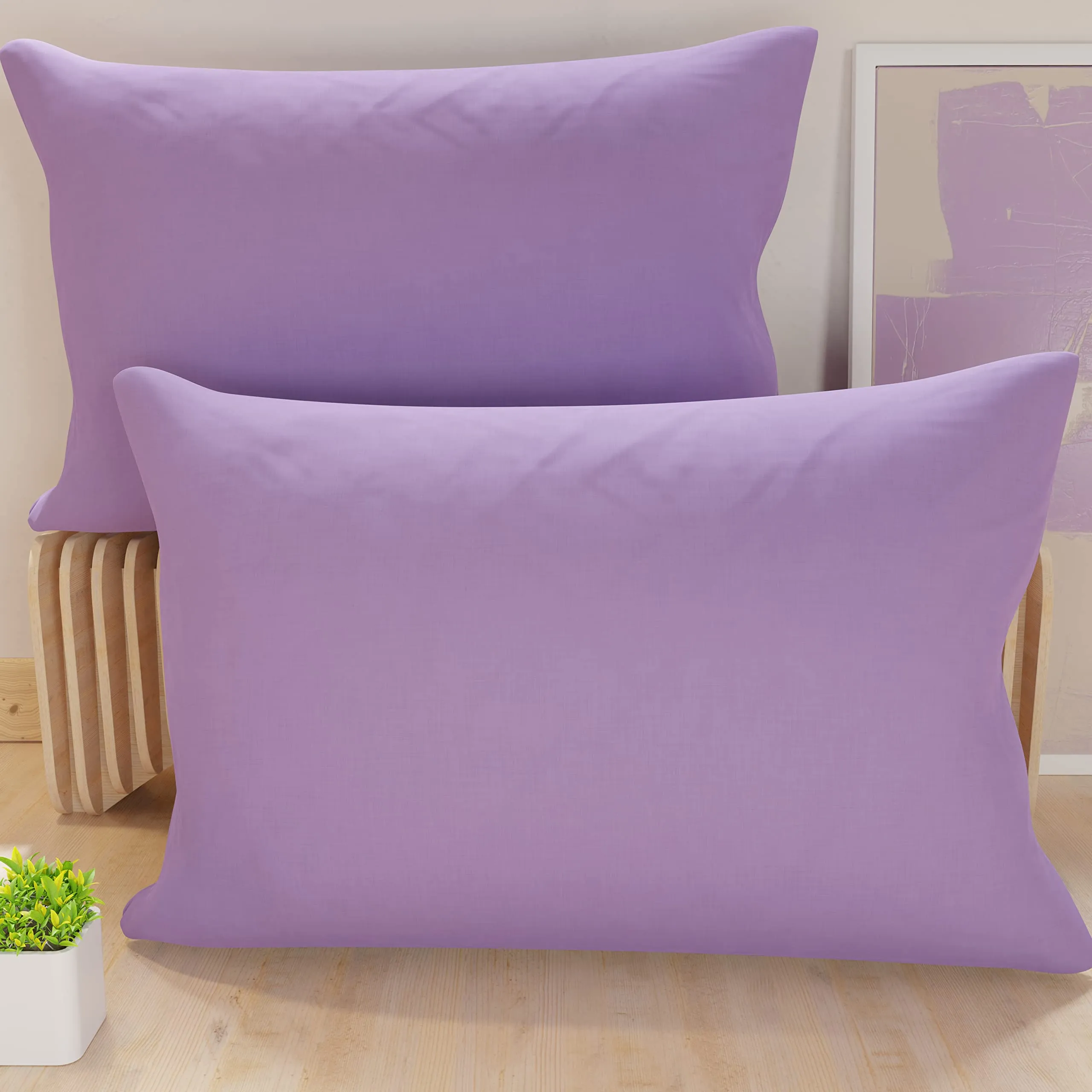 PETTI Artigiani Italiani - Coppia di Federe Cuscino 145x40 cm in Microfibra, Cuscini Arredo Camera da Letto, Divano, Set 2 Fodere Copricuscino, Federa Tinta Unita Lilla, 100% Made in Italy