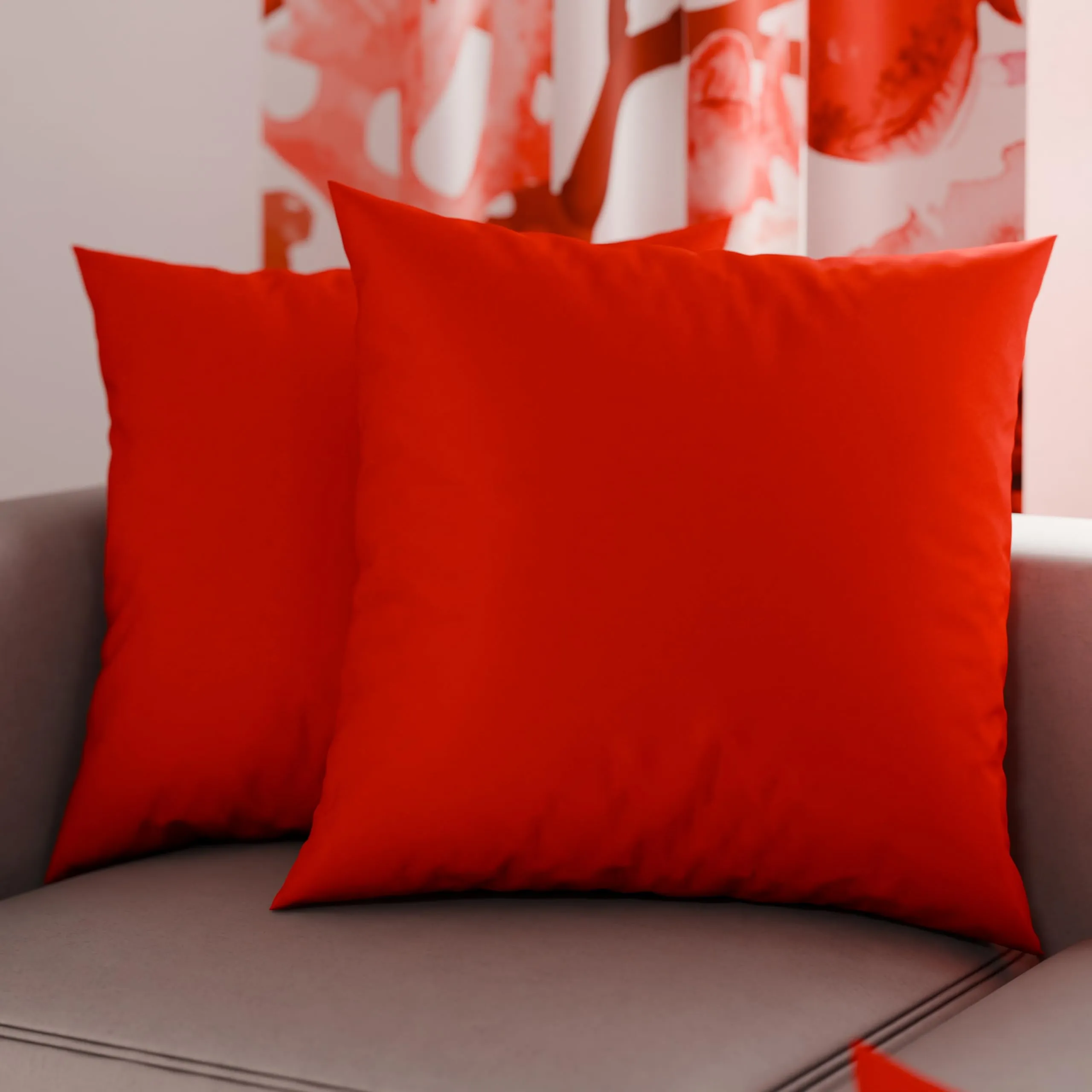PETTI Artigiani Italiani - Coppia di Federe Cuscino 35x35 cm in Microfibra, Cuscini Arredo Camera da Letto, Divano, Set 2 Fodere Copricuscino, Federa Tinta Unita Rosso, 100% Made in Italy