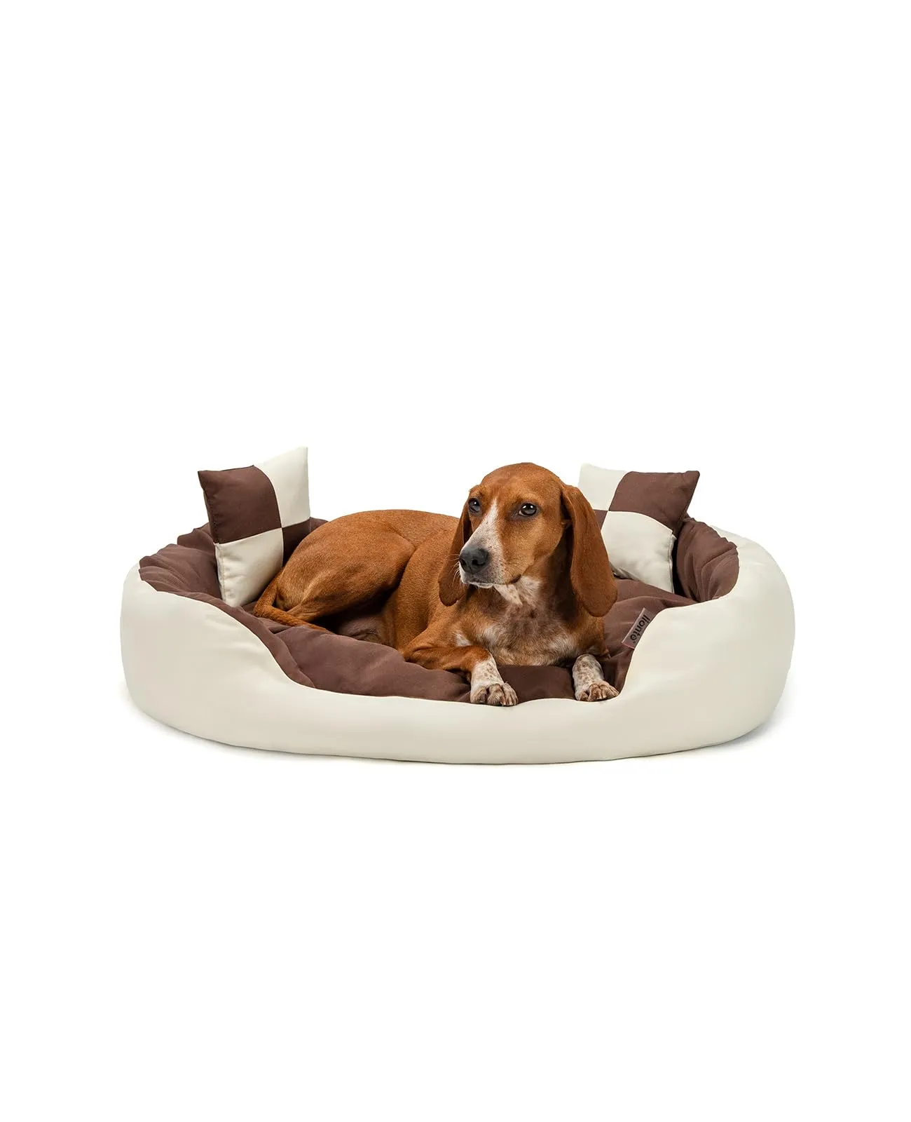 lionto Cuccia Cane 4-in-1 con Cuscino Reversibile, 85x70 cm, Marrone/Beige
